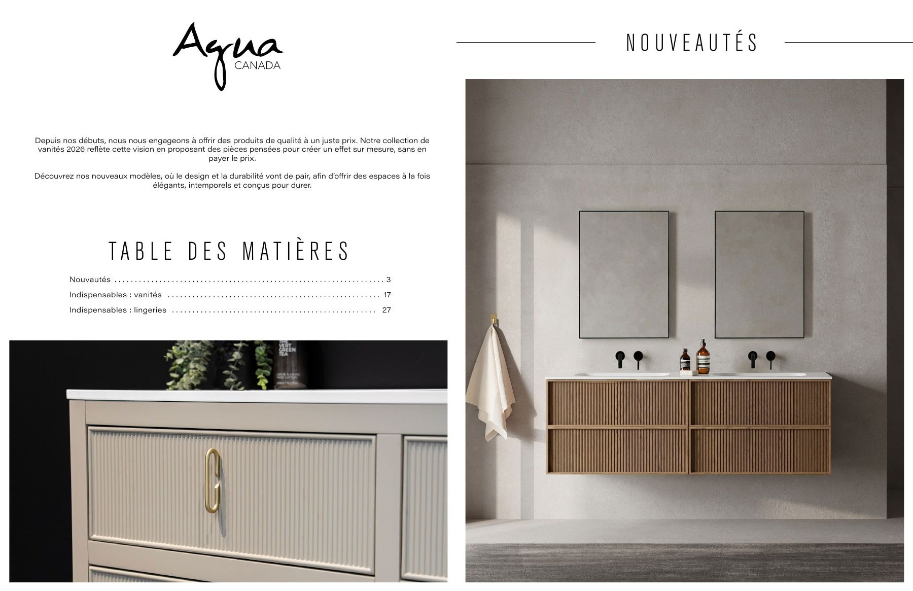 Agua Canada Vanity Collection Catalog Flyer January 1 - December 31, 2026