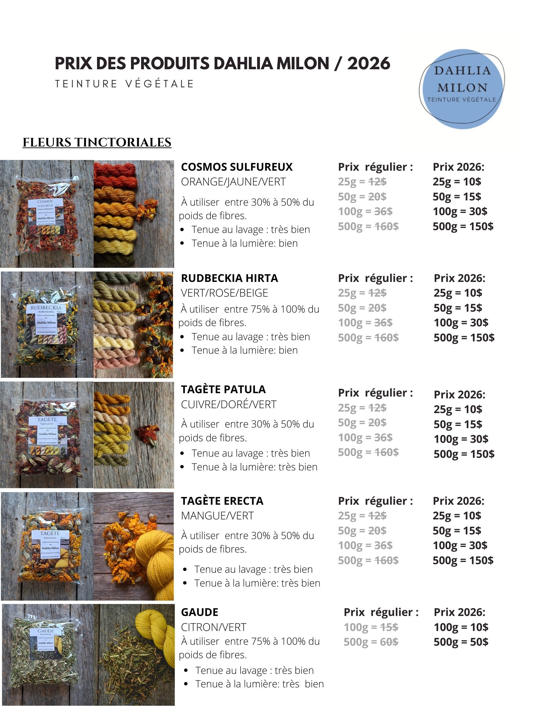 Dahlia Milon Annual Plant Catalog Flyer January 1 - December 31, 2026