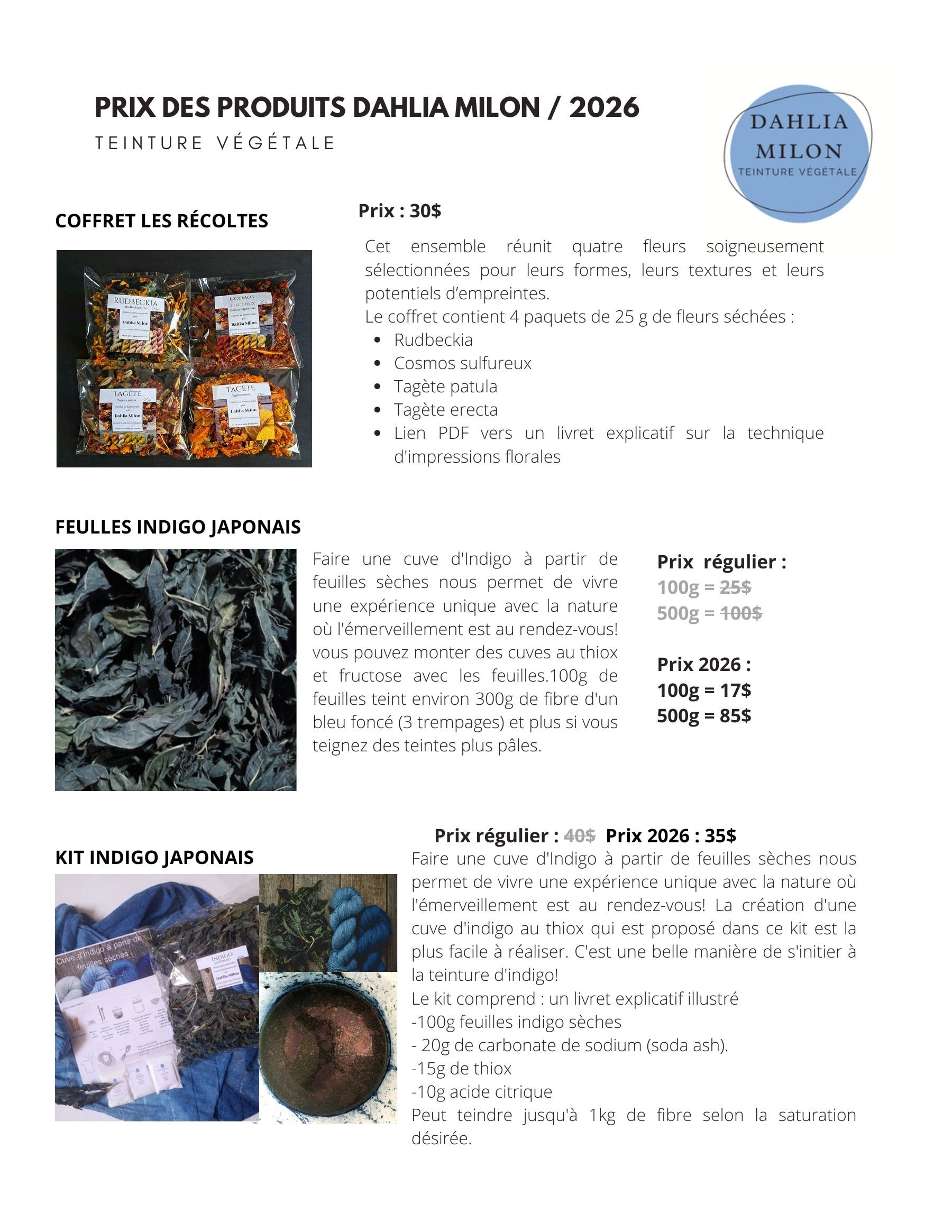 Dahlia Milon Annual Plant Catalog Flyer January 1 - December 31, 2026