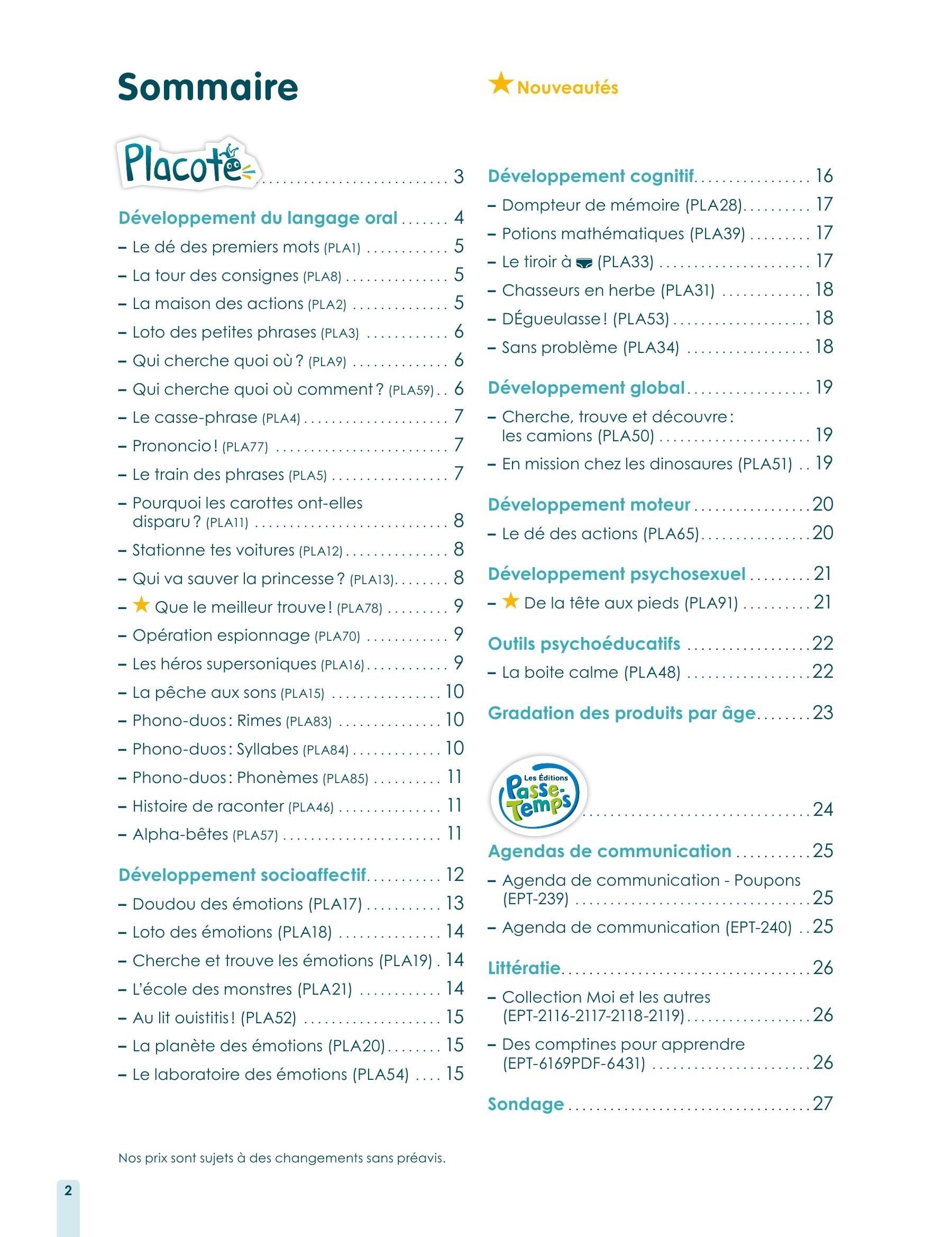 Les Éditions Passe-Temps Daycare and Early Childhood Catalog Flyer January 1 - December 31, 2026