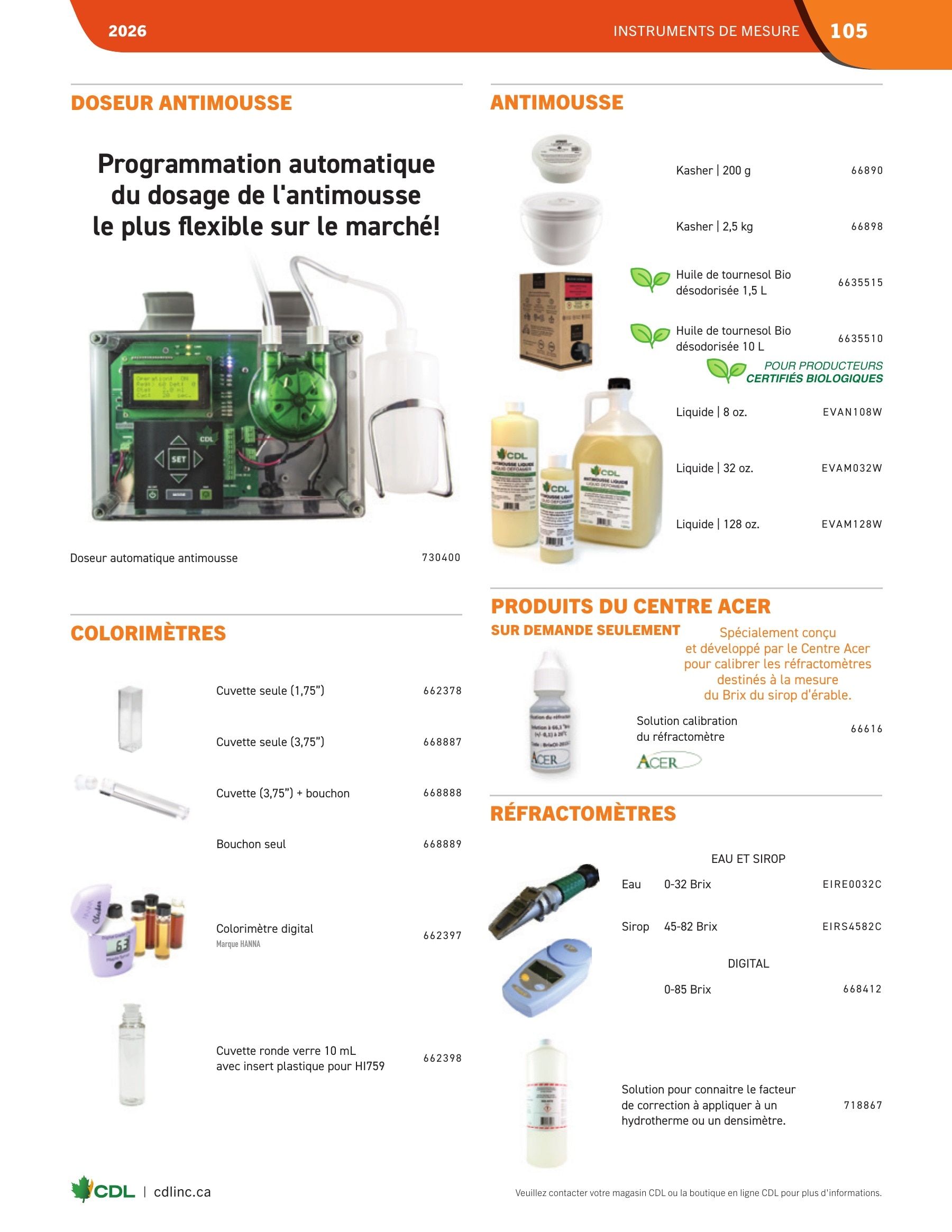 Les Équipements d'Érablière CDL Annual Maple Equipment Catalog Flyer January 1 - December 31, 2026