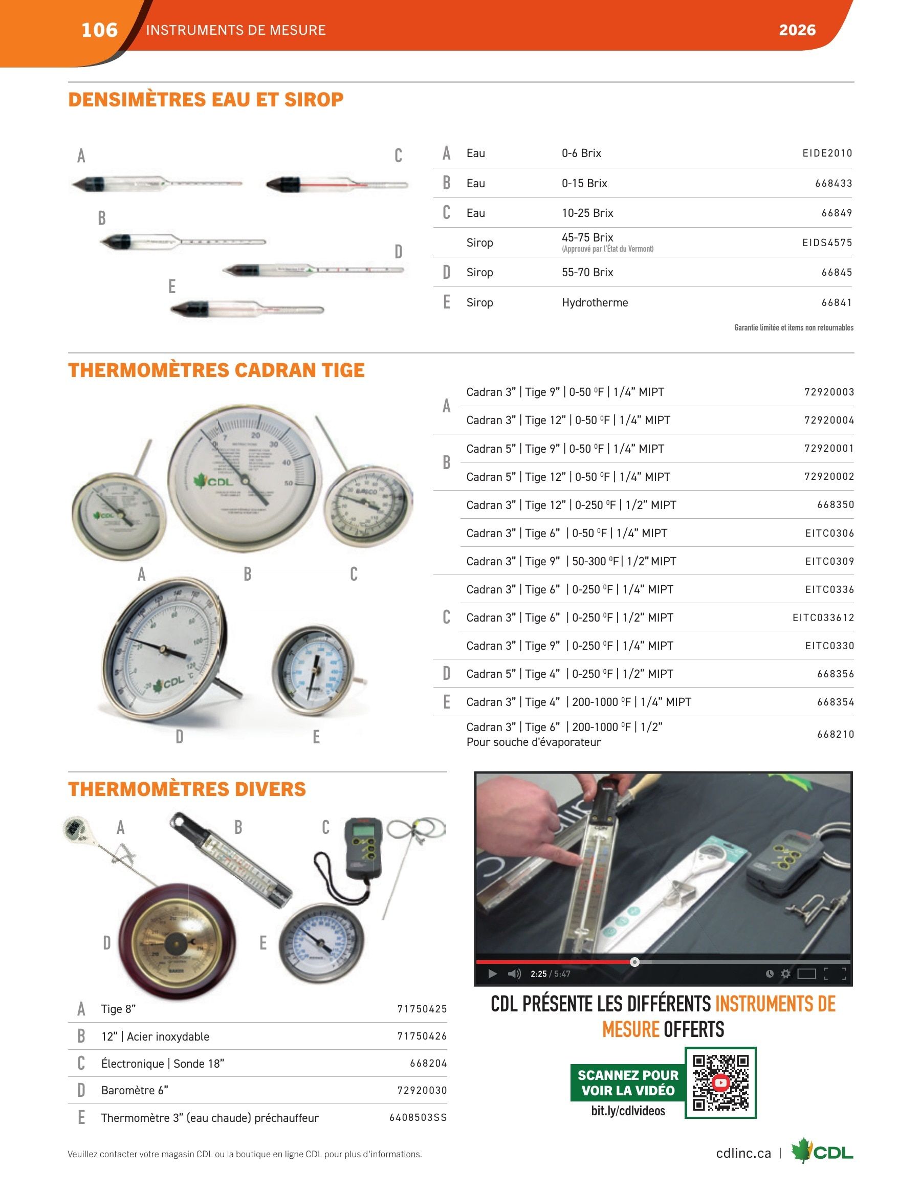 Les Équipements d'Érablière CDL Annual Maple Equipment Catalog Flyer January 1 - December 31, 2026
