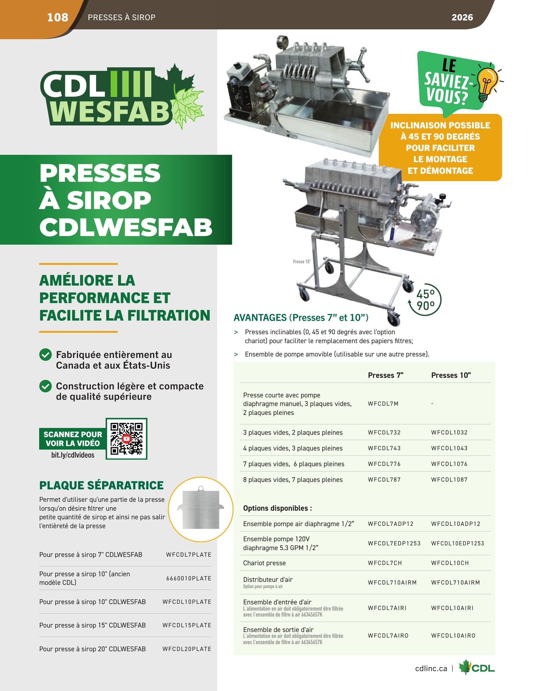 Les Équipements d'Érablière CDL Annual Maple Equipment Catalog Flyer January 1 - December 31, 2026