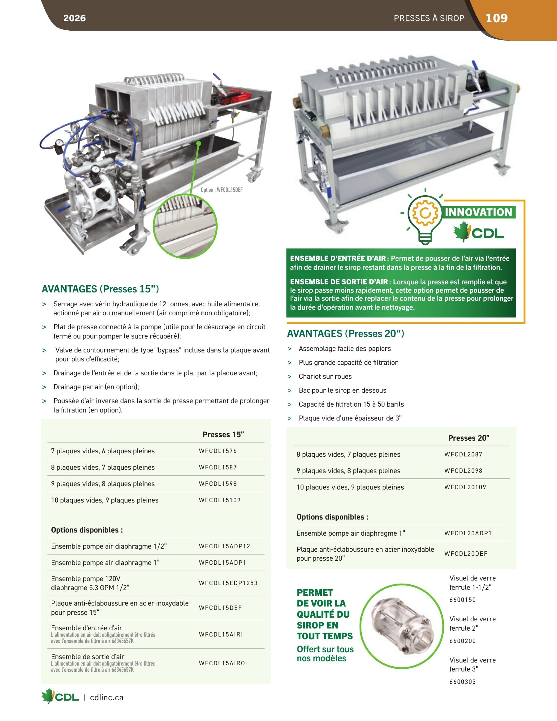 Les Équipements d'Érablière CDL Annual Maple Equipment Catalog Flyer January 1 - December 31, 2026