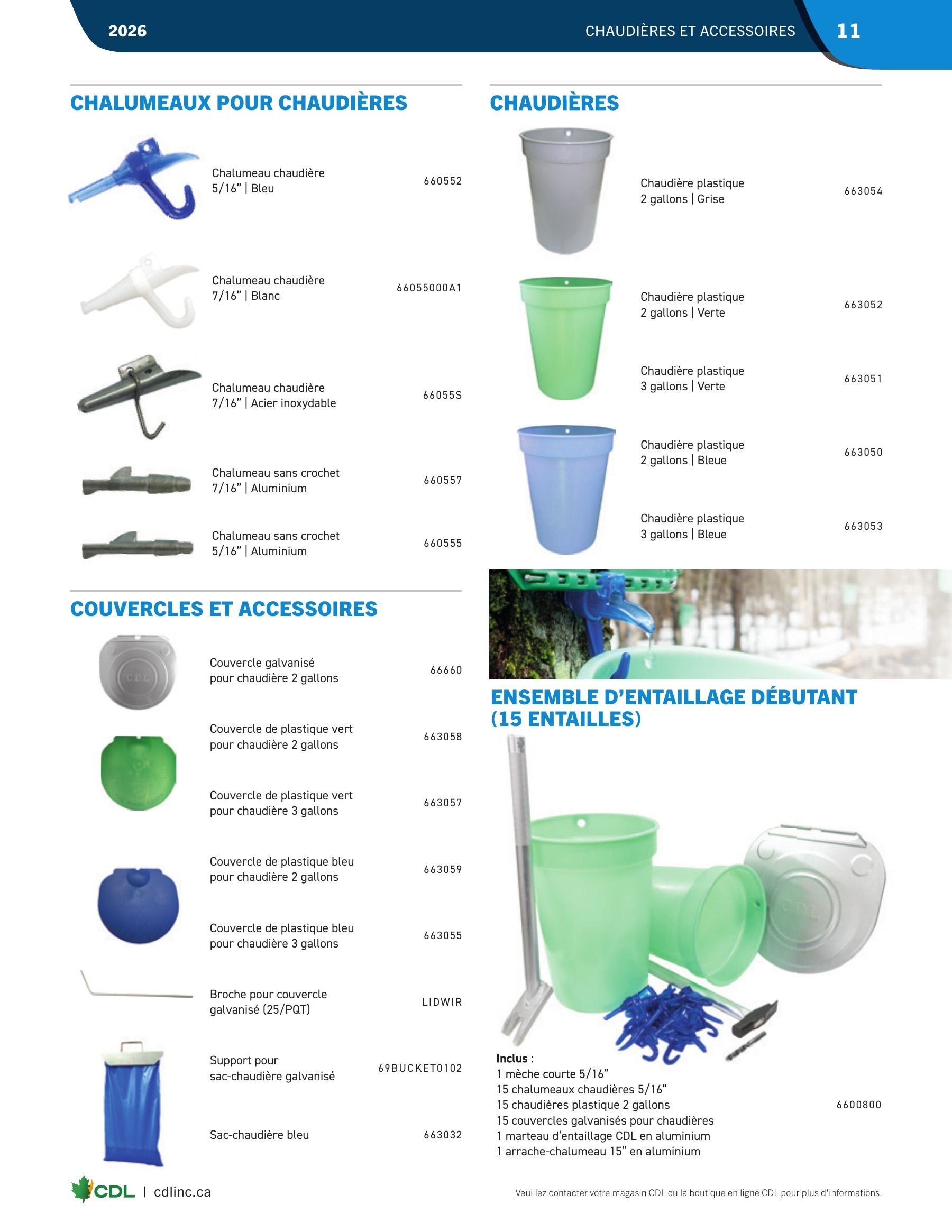 Les Équipements d'Érablière CDL Annual Maple Equipment Catalog Flyer January 1 - December 31, 2026