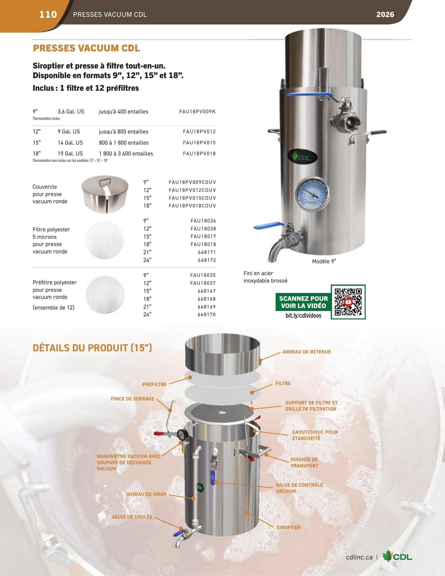Les Équipements d'Érablière CDL Annual Maple Equipment Catalog Flyer January 1 - December 31, 2026