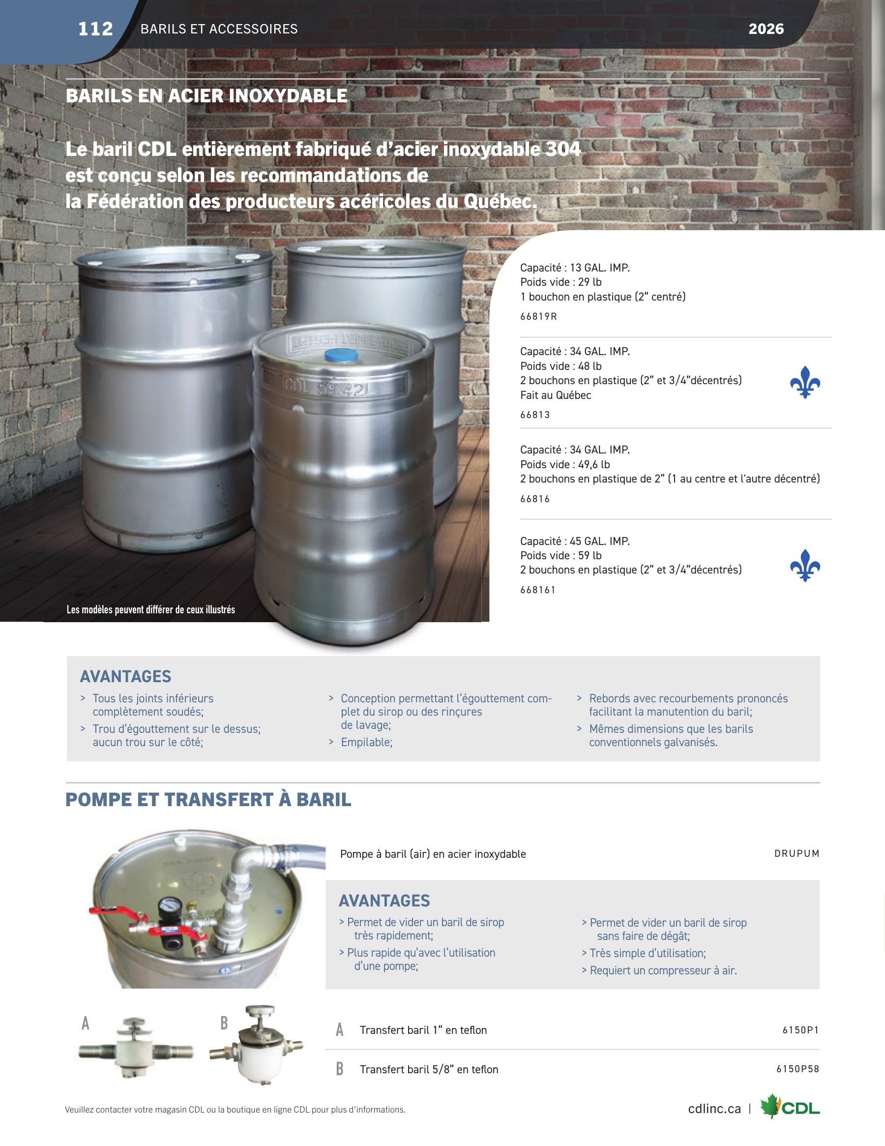 Les Équipements d'Érablière CDL Annual Maple Equipment Catalog Flyer January 1 - December 31, 2026