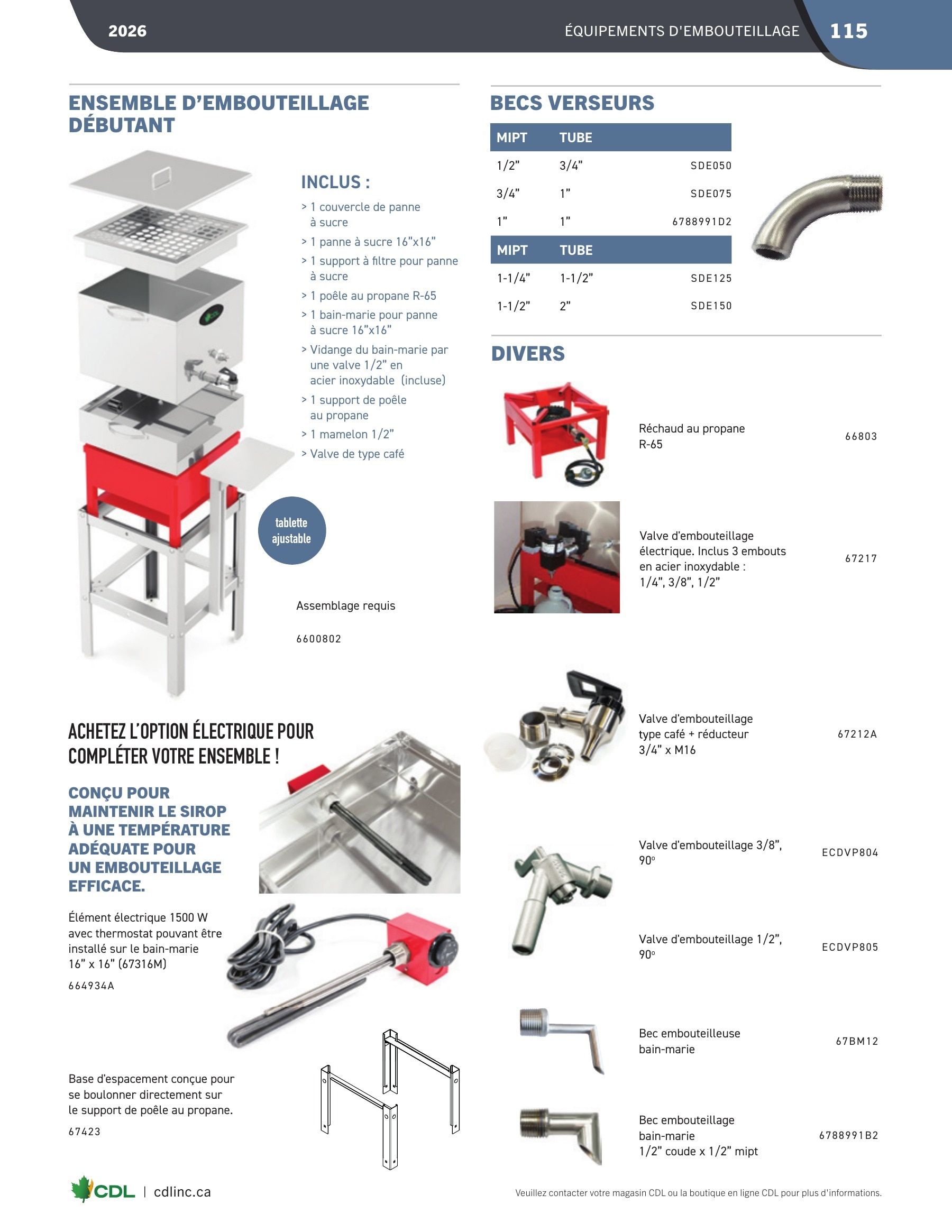 Les Équipements d'Érablière CDL Annual Maple Equipment Catalog Flyer January 1 - December 31, 2026