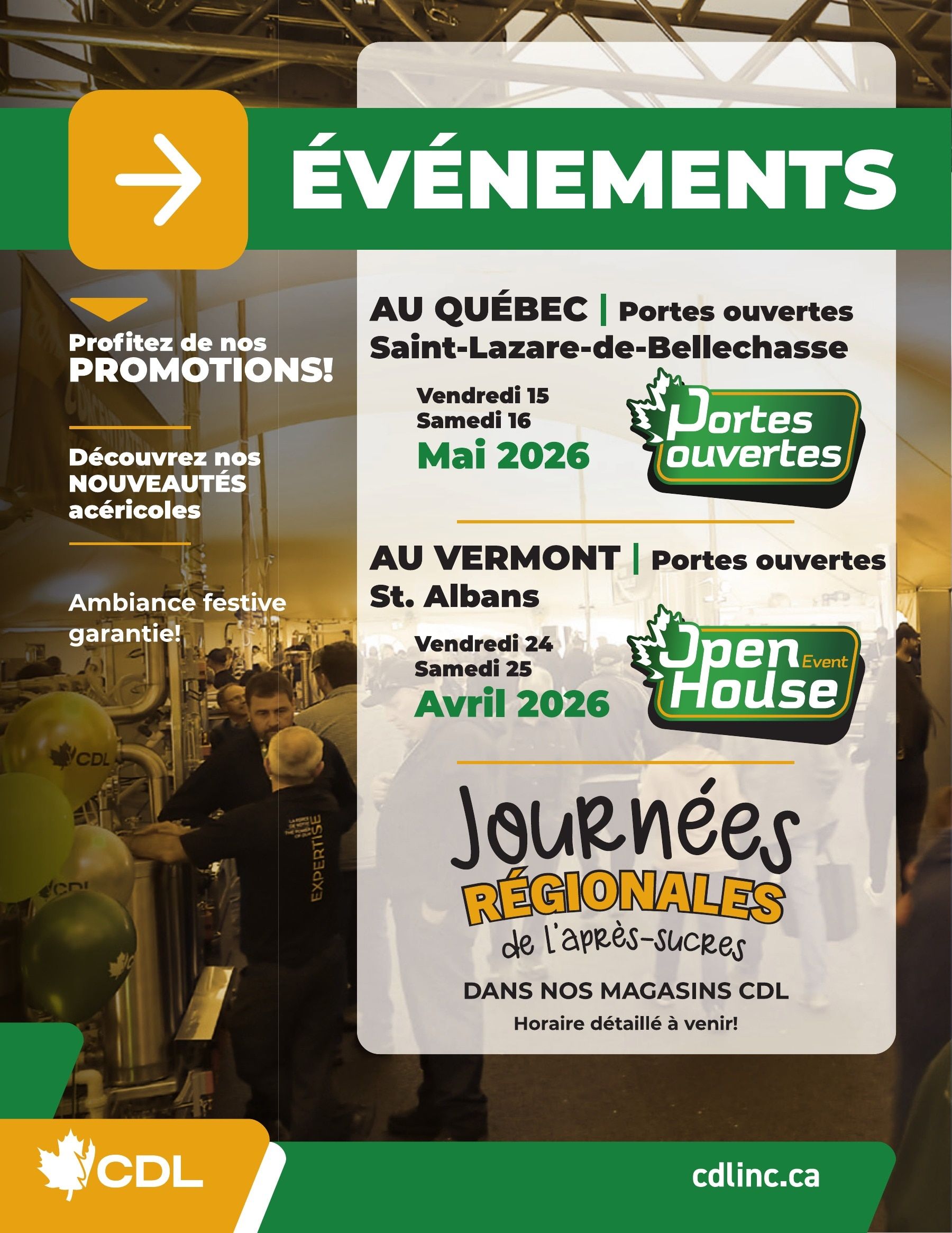 Les Équipements d'Érablière CDL Annual Maple Equipment Catalog Flyer January 1 - December 31, 2026