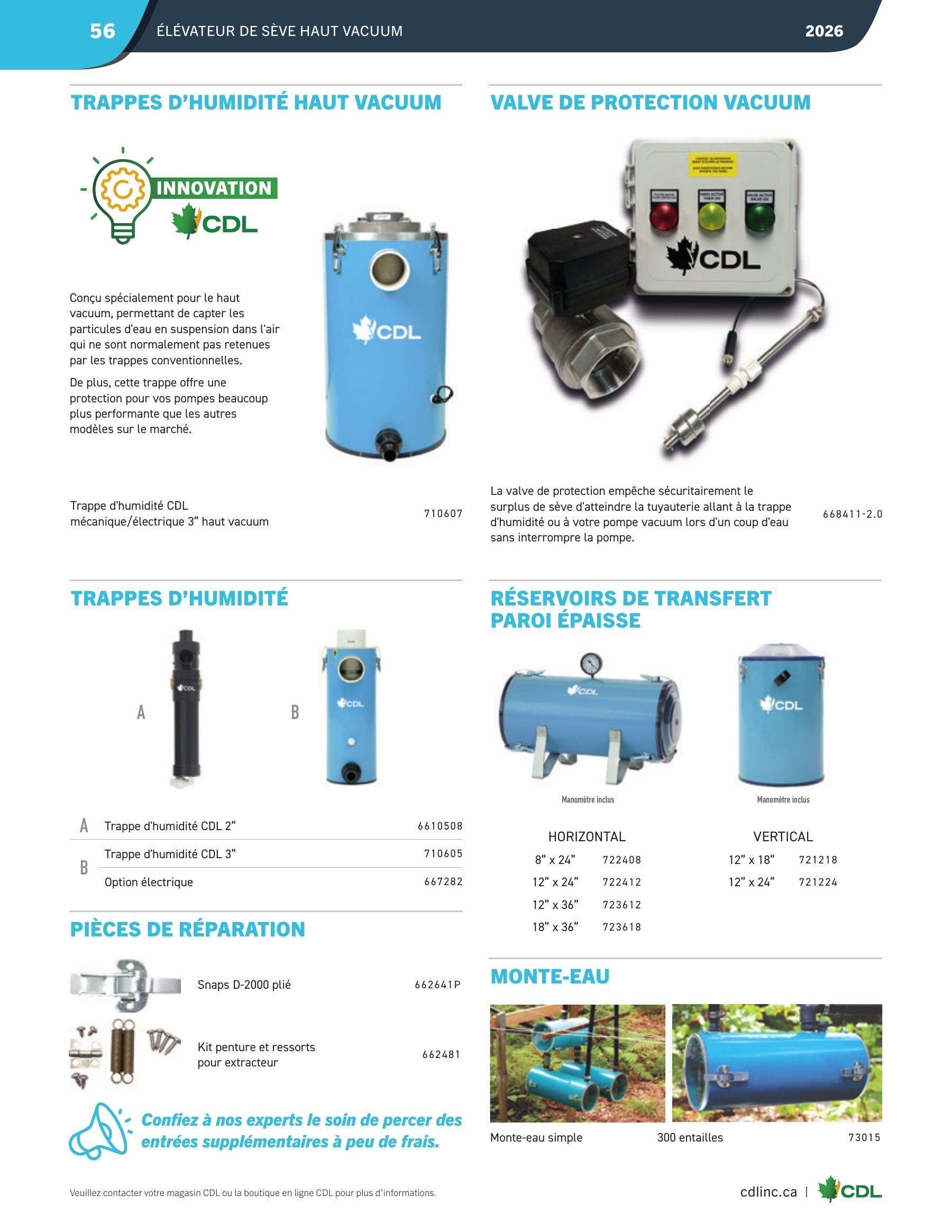 Les Équipements d'Érablière CDL Annual Maple Equipment Catalog Flyer January 1 - December 31, 2026