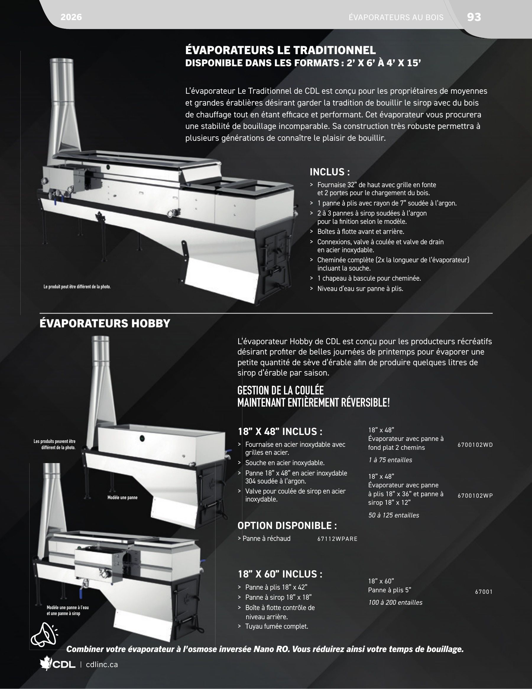 Les Équipements d'Érablière CDL Annual Maple Equipment Catalog Flyer January 1 - December 31, 2026