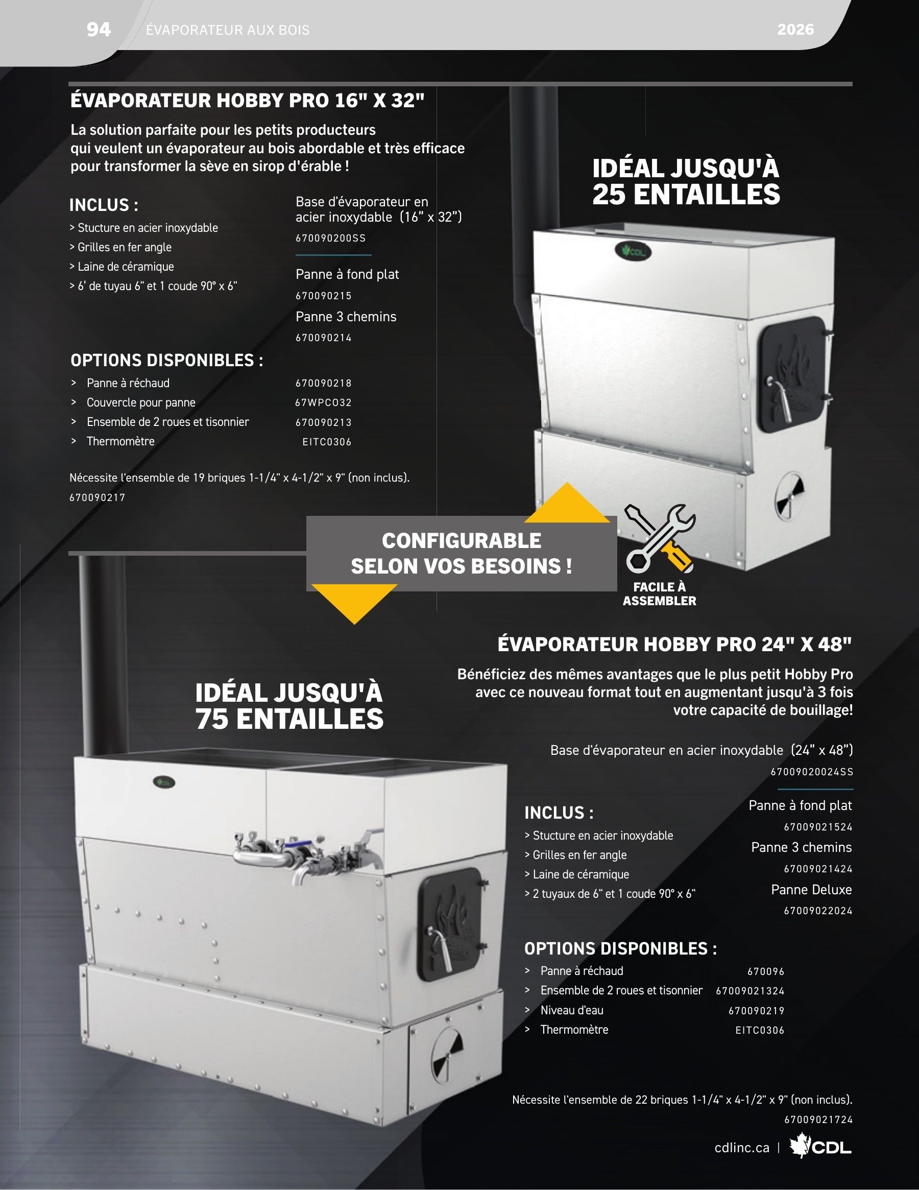 Les Équipements d'Érablière CDL Annual Maple Equipment Catalog Flyer January 1 - December 31, 2026