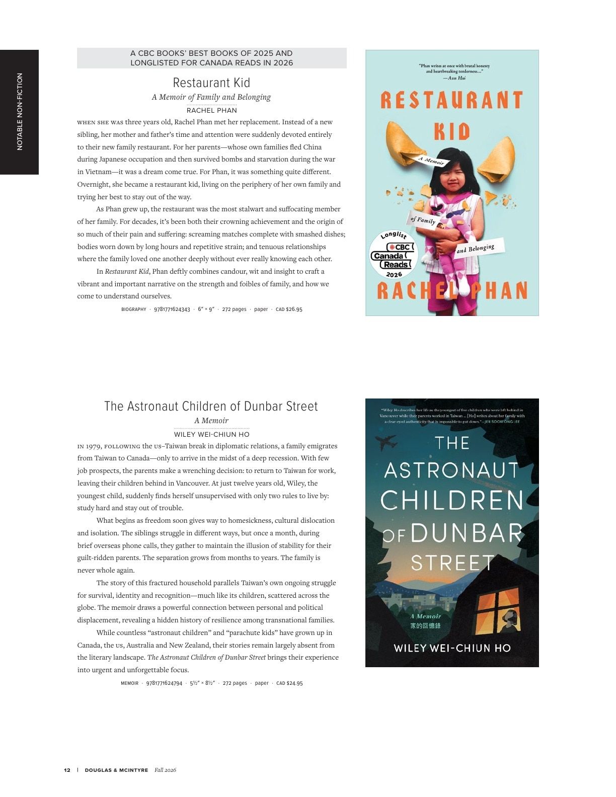 Harbour Publishing Douglas & McIntyre Fall 2026 Catalogue Flyer January 1 - December 31, 2026
