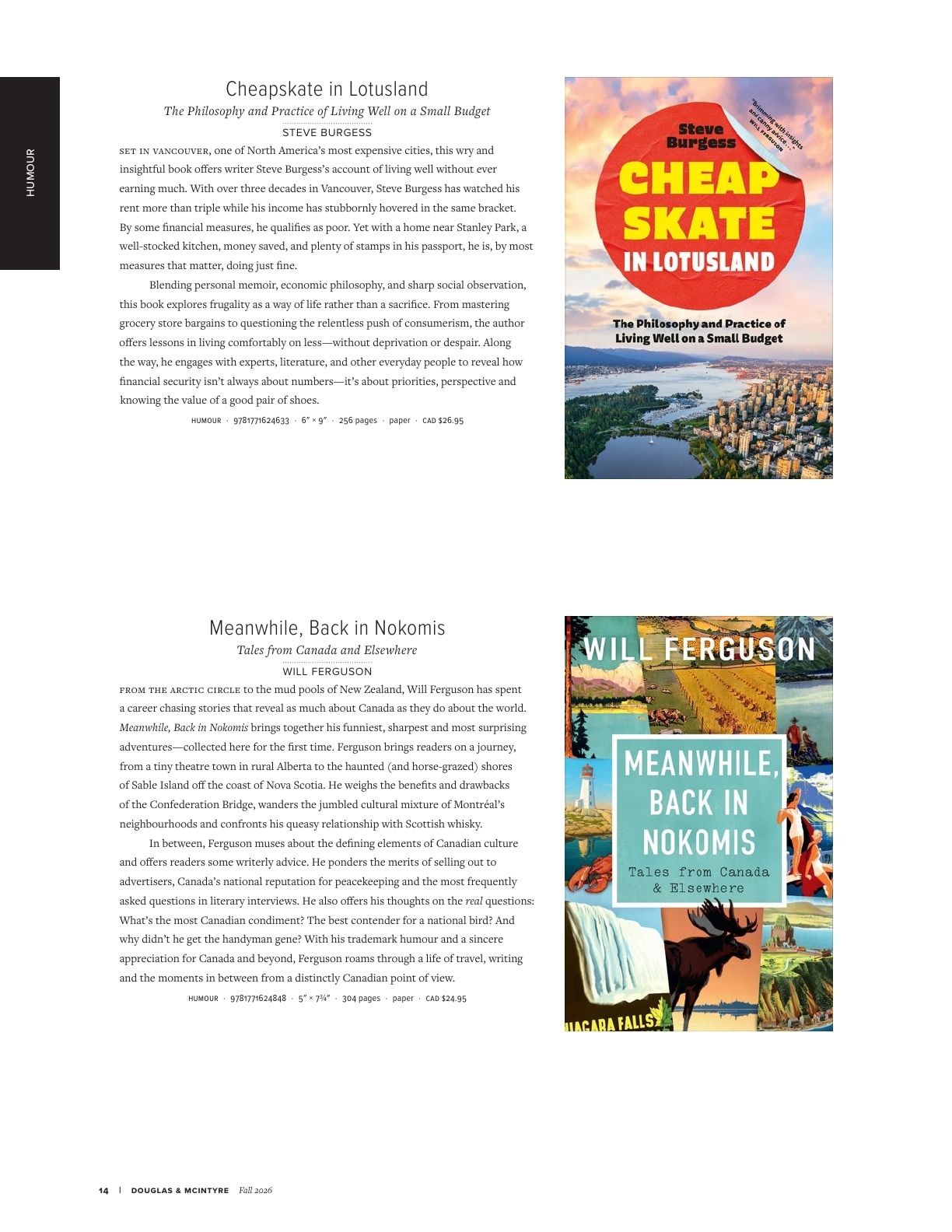 Harbour Publishing Douglas & McIntyre Fall 2026 Catalogue Flyer January 1 - December 31, 2026