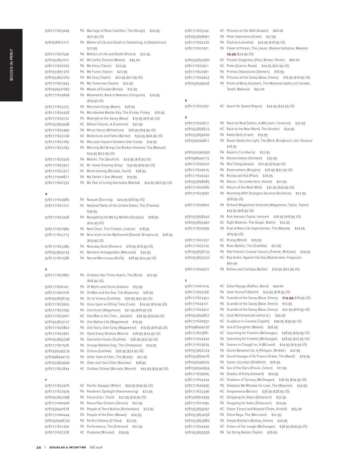 Harbour Publishing Douglas & McIntyre Fall 2026 Catalogue Flyer January 1 - December 31, 2026