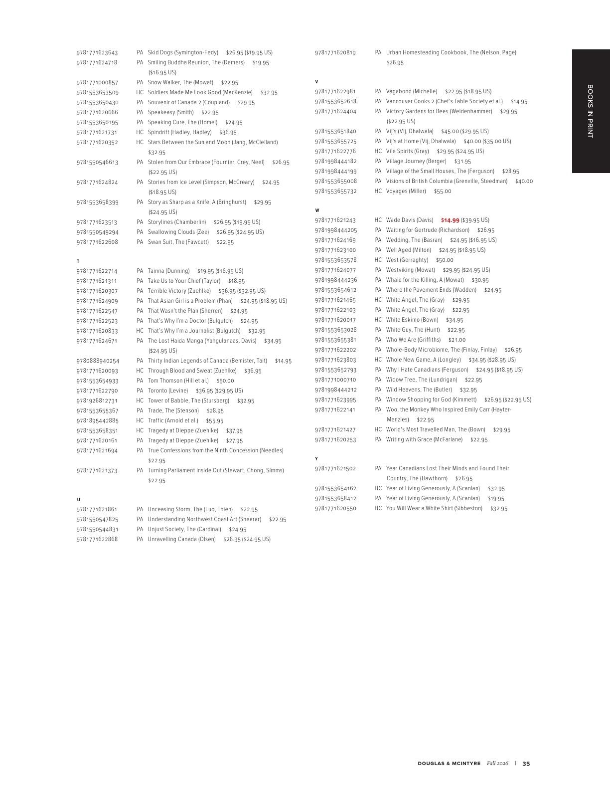 Harbour Publishing Douglas & McIntyre Fall 2026 Catalogue Flyer January 1 - December 31, 2026