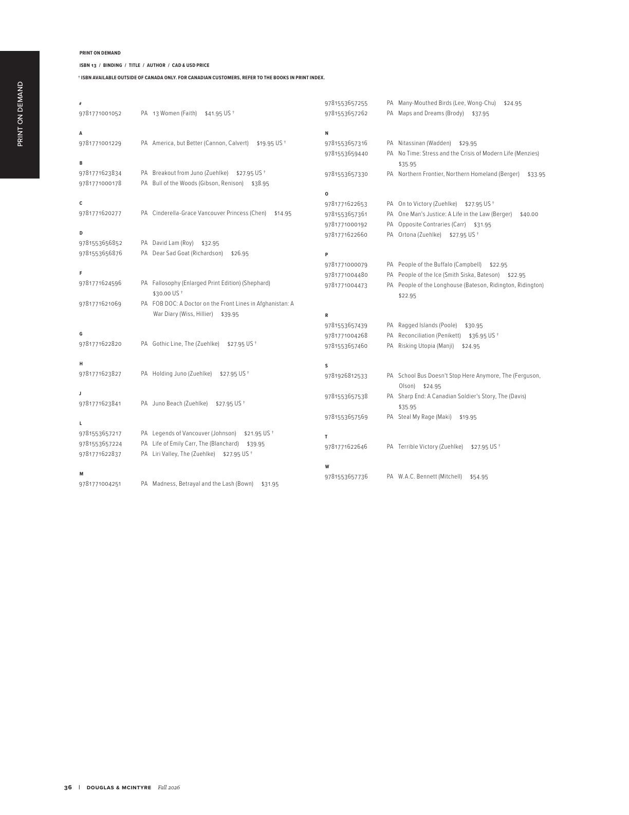 Harbour Publishing Douglas & McIntyre Fall 2026 Catalogue Flyer January 1 - December 31, 2026