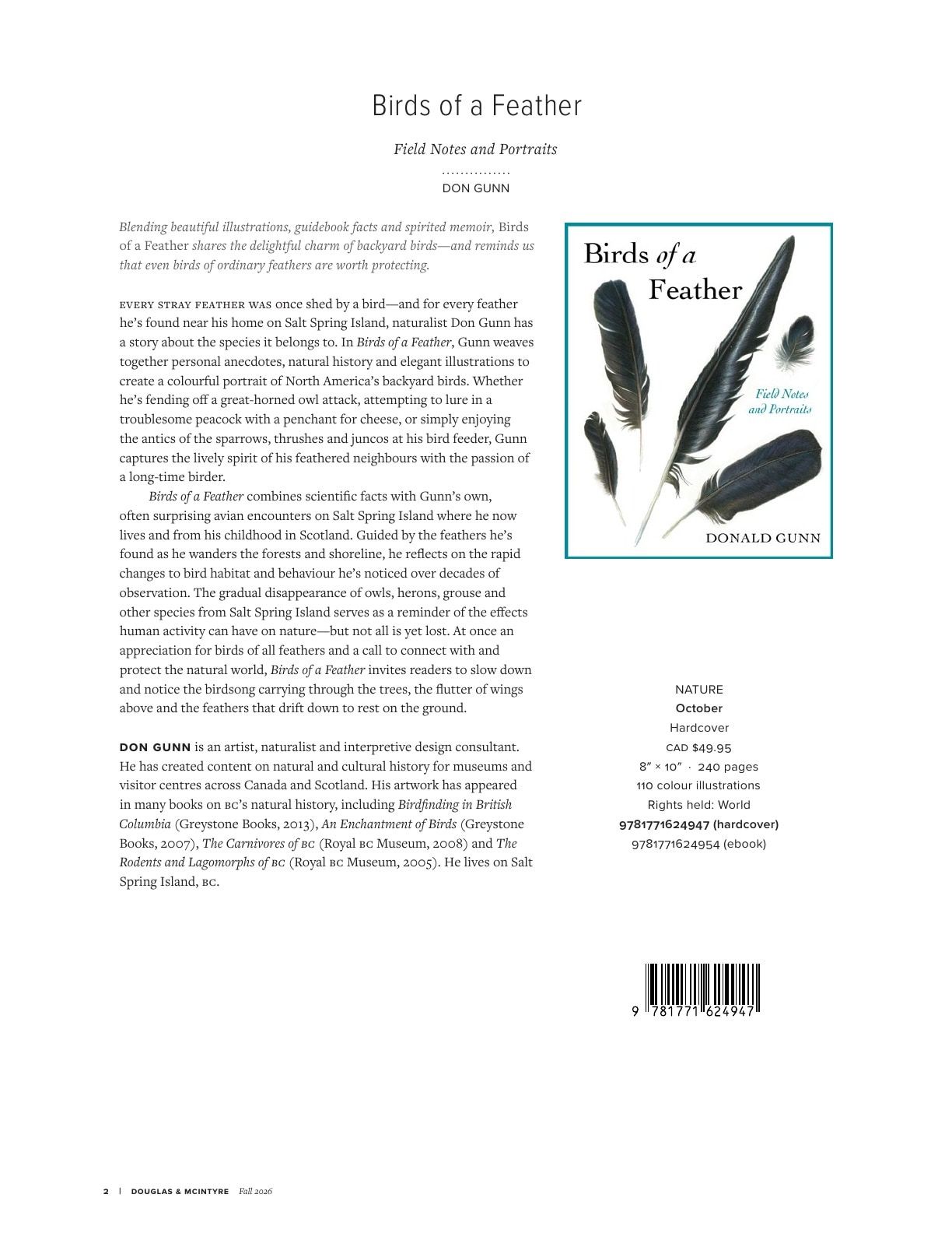 Harbour Publishing Douglas & McIntyre Fall 2026 Catalogue Flyer January 1 - December 31, 2026