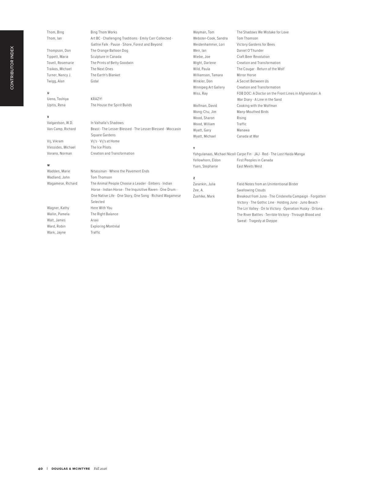 Harbour Publishing Douglas & McIntyre Fall 2026 Catalogue Flyer January 1 - December 31, 2026