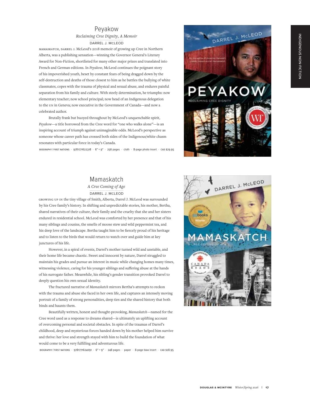 Harbour Publishing Douglas & McIntyre Spring 2026 Catalogue Flyer January 1 - December 31, 2026