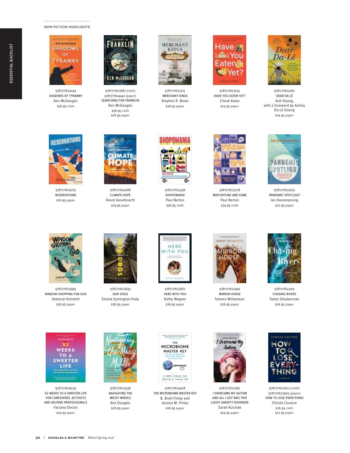 Harbour Publishing Douglas & McIntyre Spring 2026 Catalogue Flyer January 1 - December 31, 2026