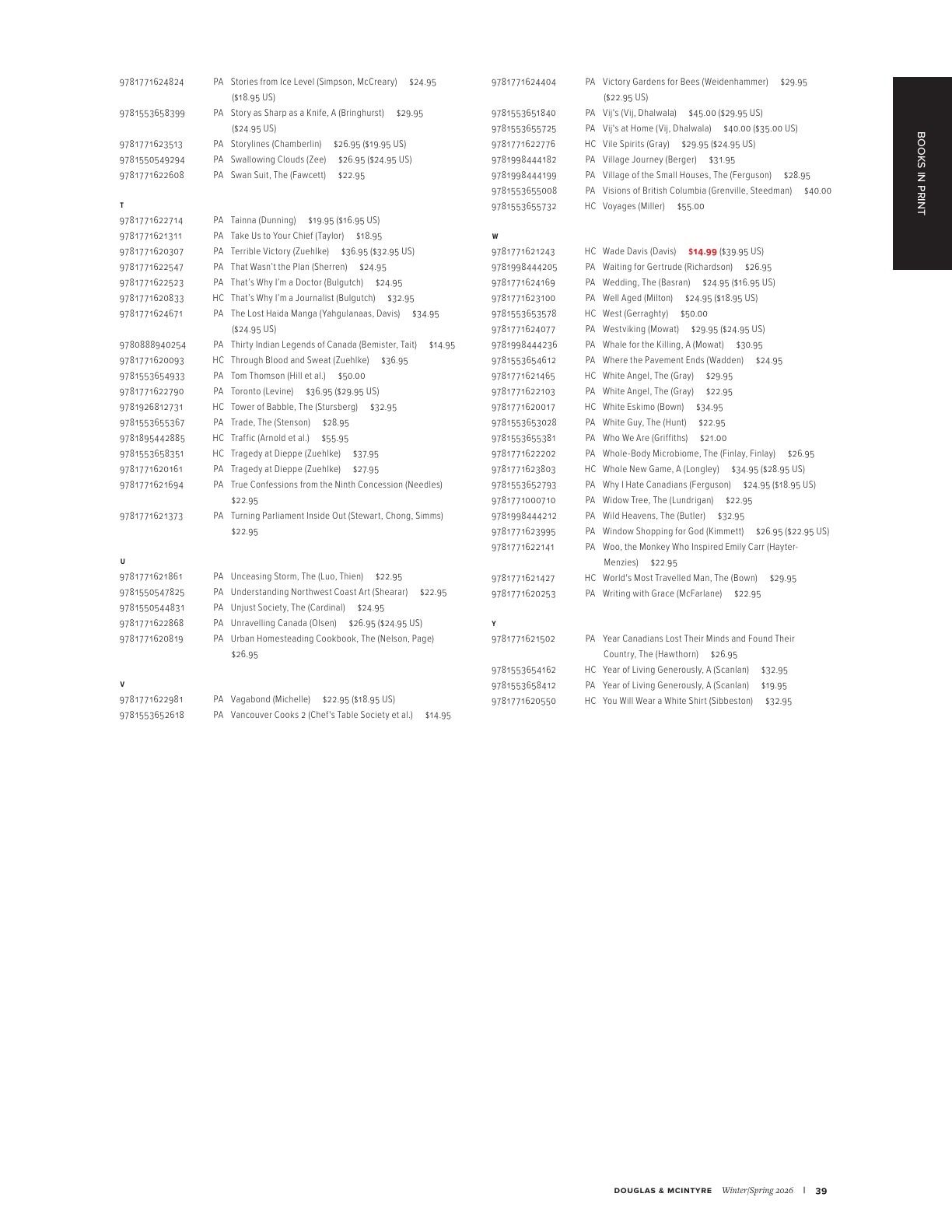 Harbour Publishing Douglas & McIntyre Spring 2026 Catalogue Flyer January 1 - December 31, 2026
