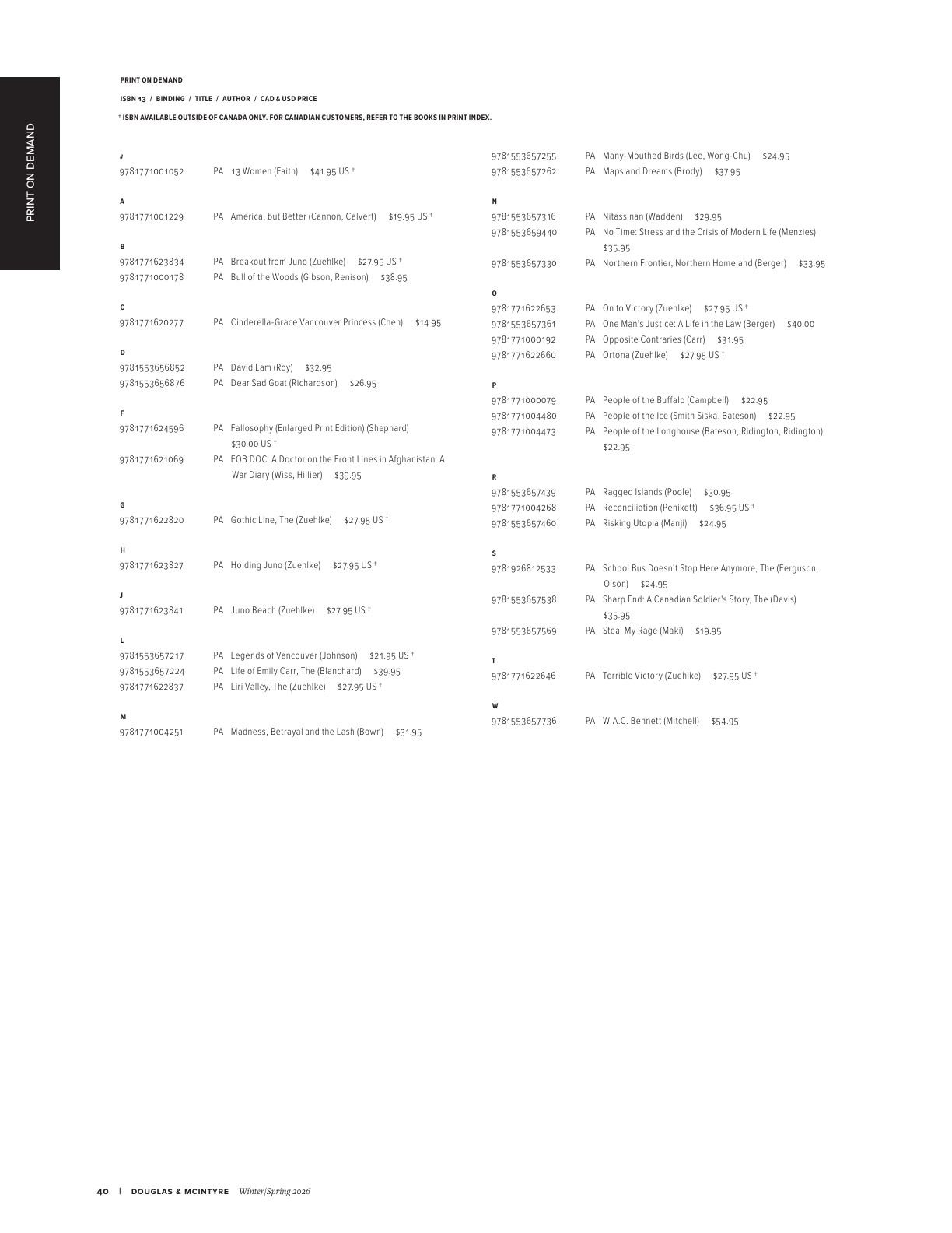 Harbour Publishing Douglas & McIntyre Spring 2026 Catalogue Flyer January 1 - December 31, 2026