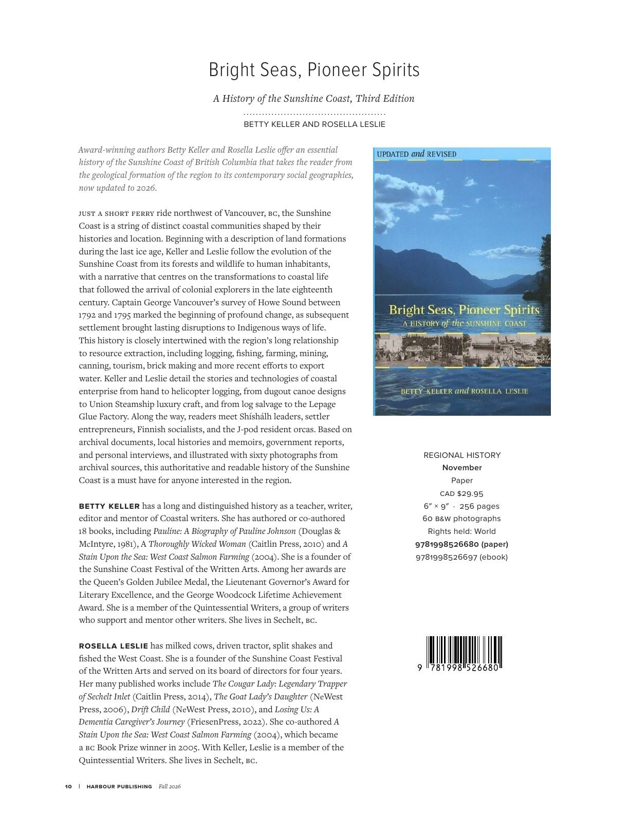Harbour Publishing Fall 2026 Catalogue Flyer January 1 - December 31, 2026