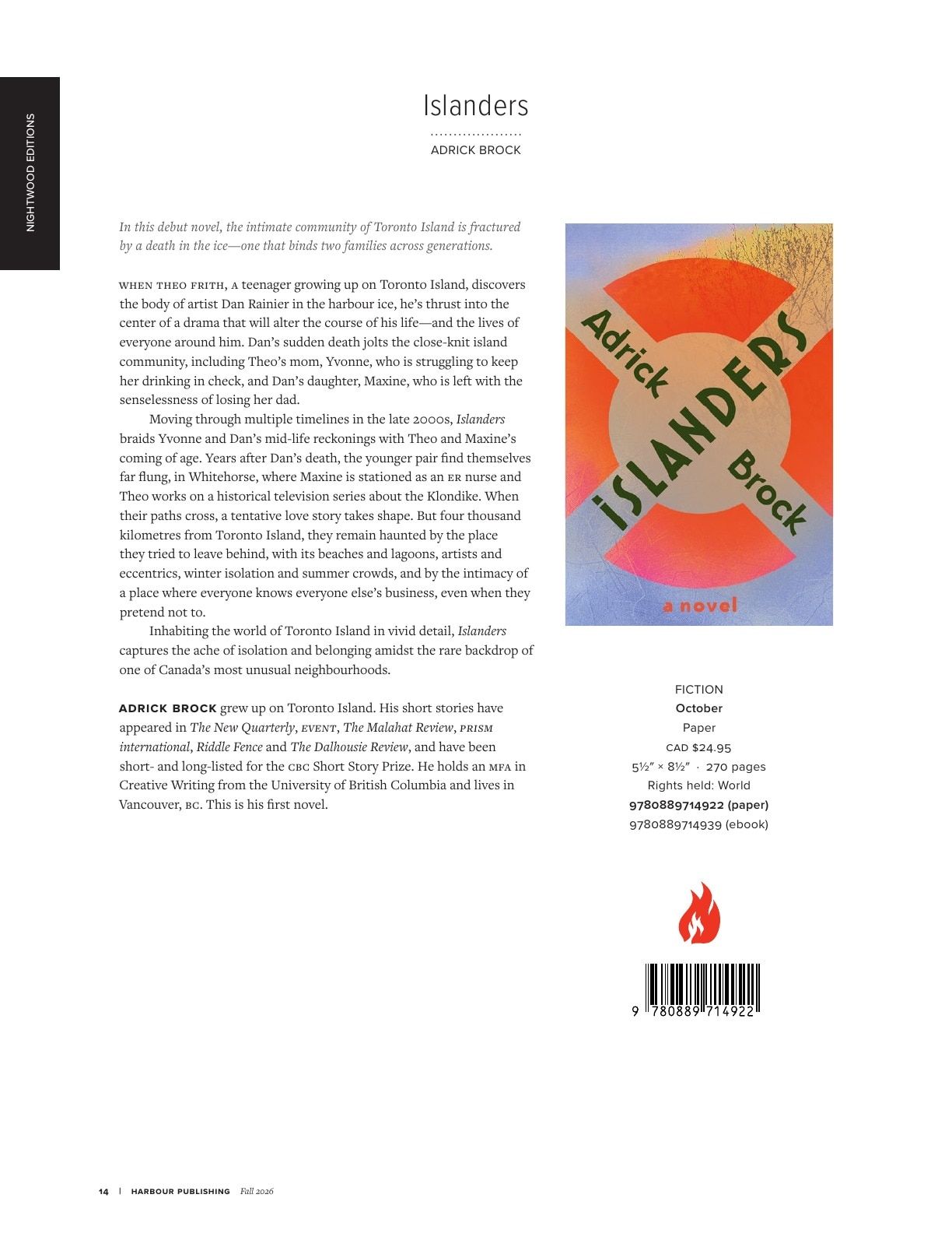 Harbour Publishing Fall 2026 Catalogue Flyer January 1 - December 31, 2026