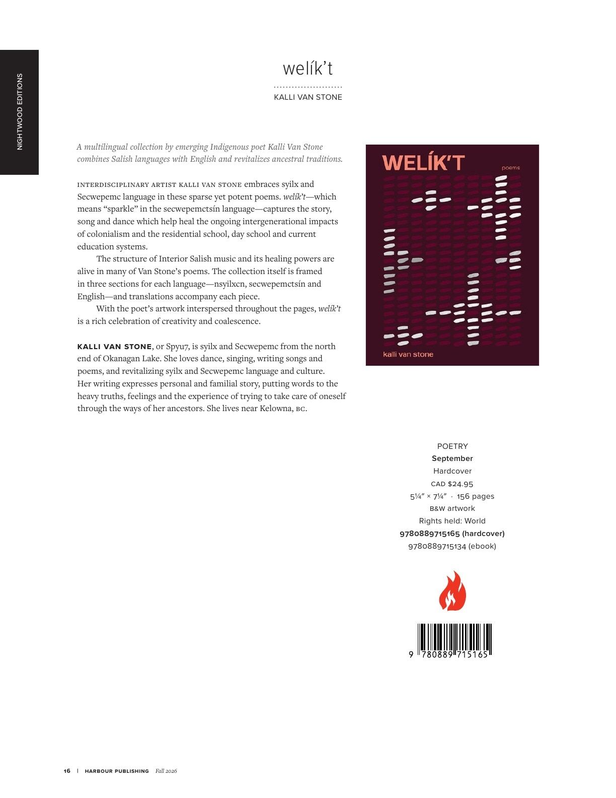 Harbour Publishing Fall 2026 Catalogue Flyer January 1 - December 31, 2026