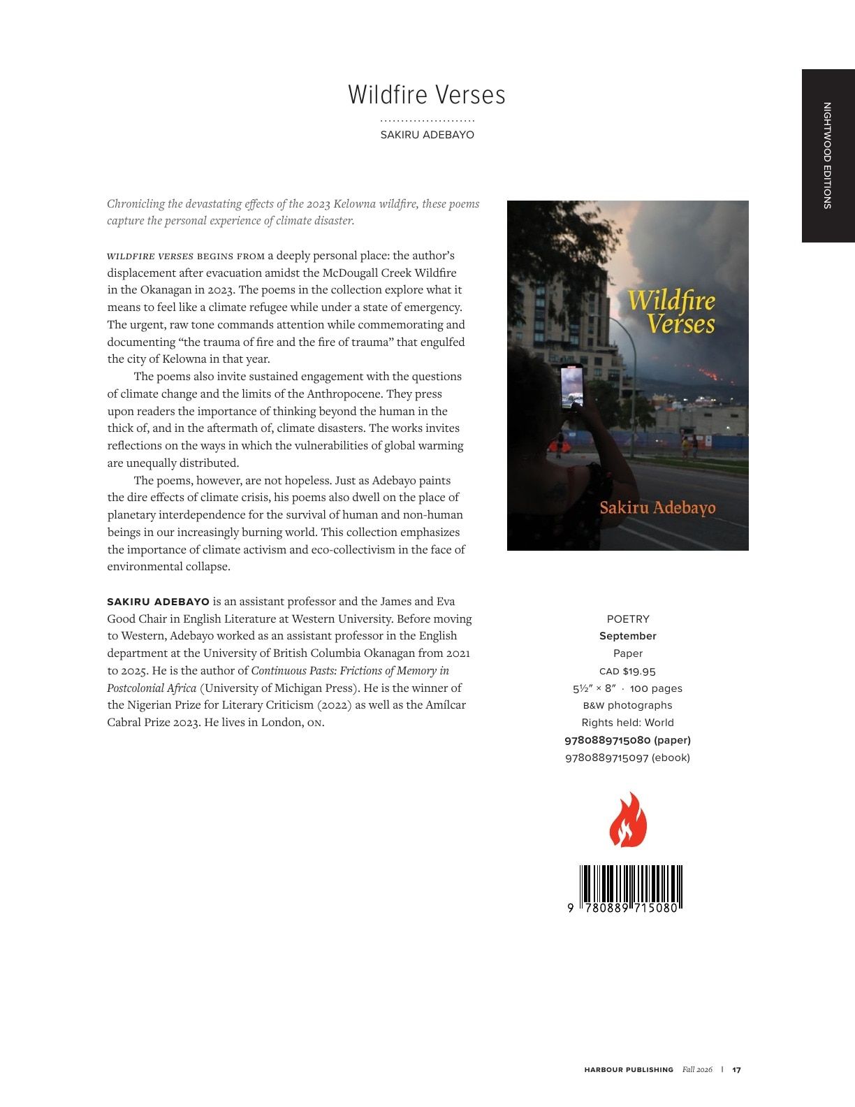 Harbour Publishing Fall 2026 Catalogue Flyer January 1 - December 31, 2026