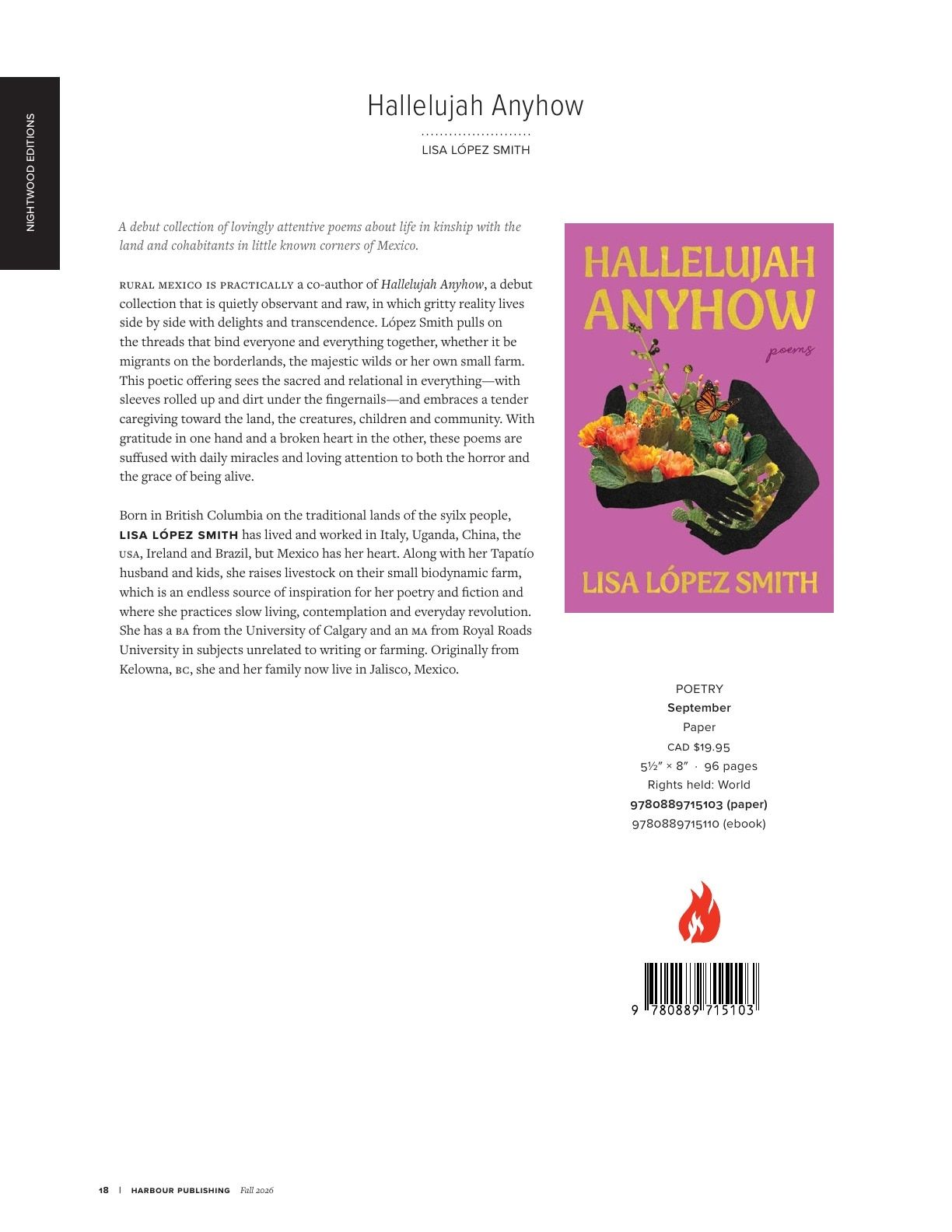 Harbour Publishing Fall 2026 Catalogue Flyer January 1 - December 31, 2026