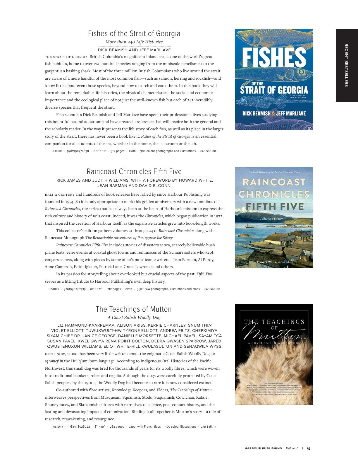 Harbour Publishing Fall 2026 Catalogue Flyer January 1 - December 31, 2026