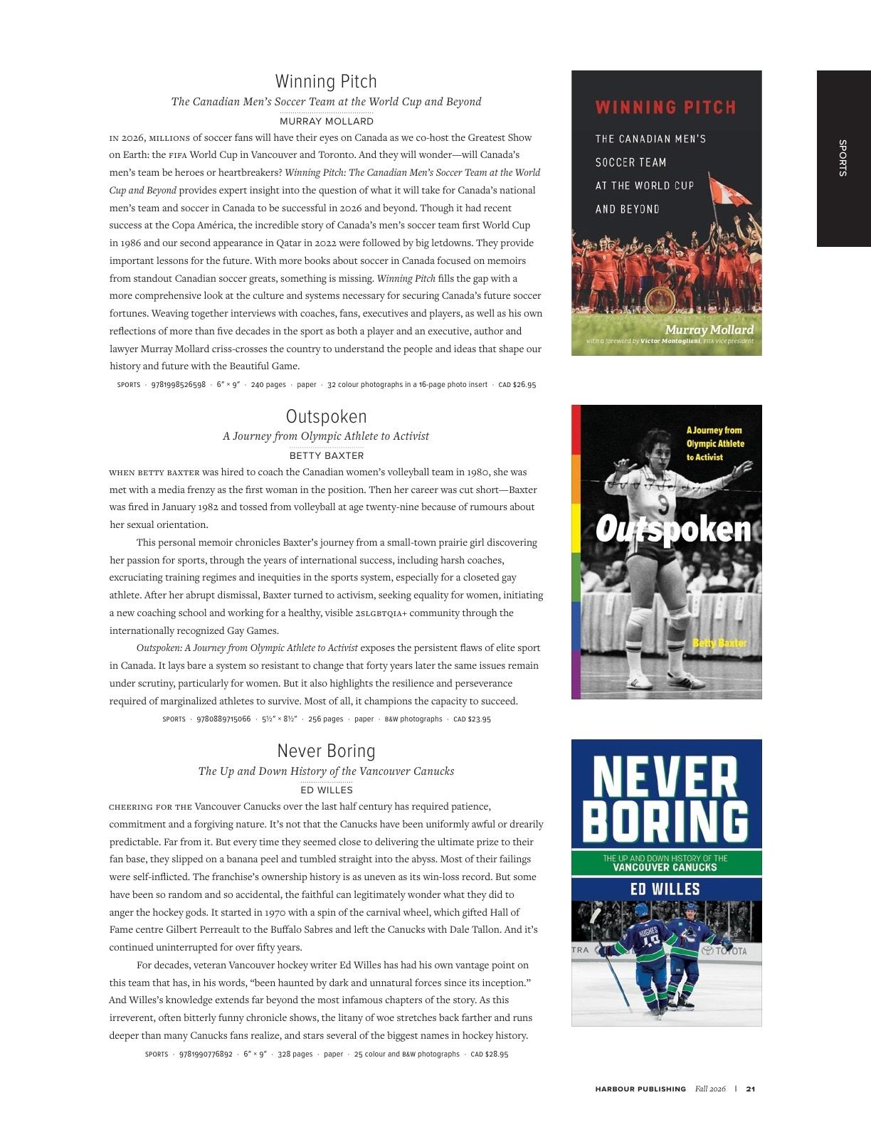 Harbour Publishing Fall 2026 Catalogue Flyer January 1 - December 31, 2026