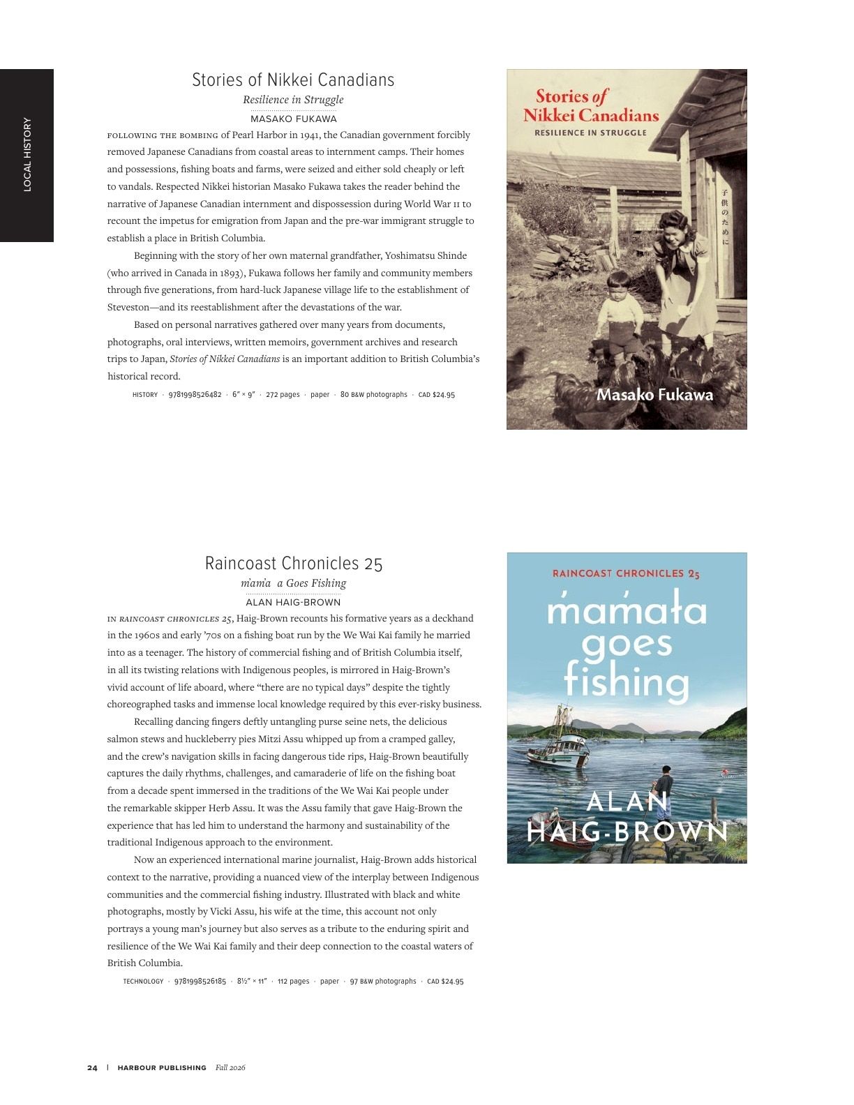 Harbour Publishing Fall 2026 Catalogue Flyer January 1 - December 31, 2026