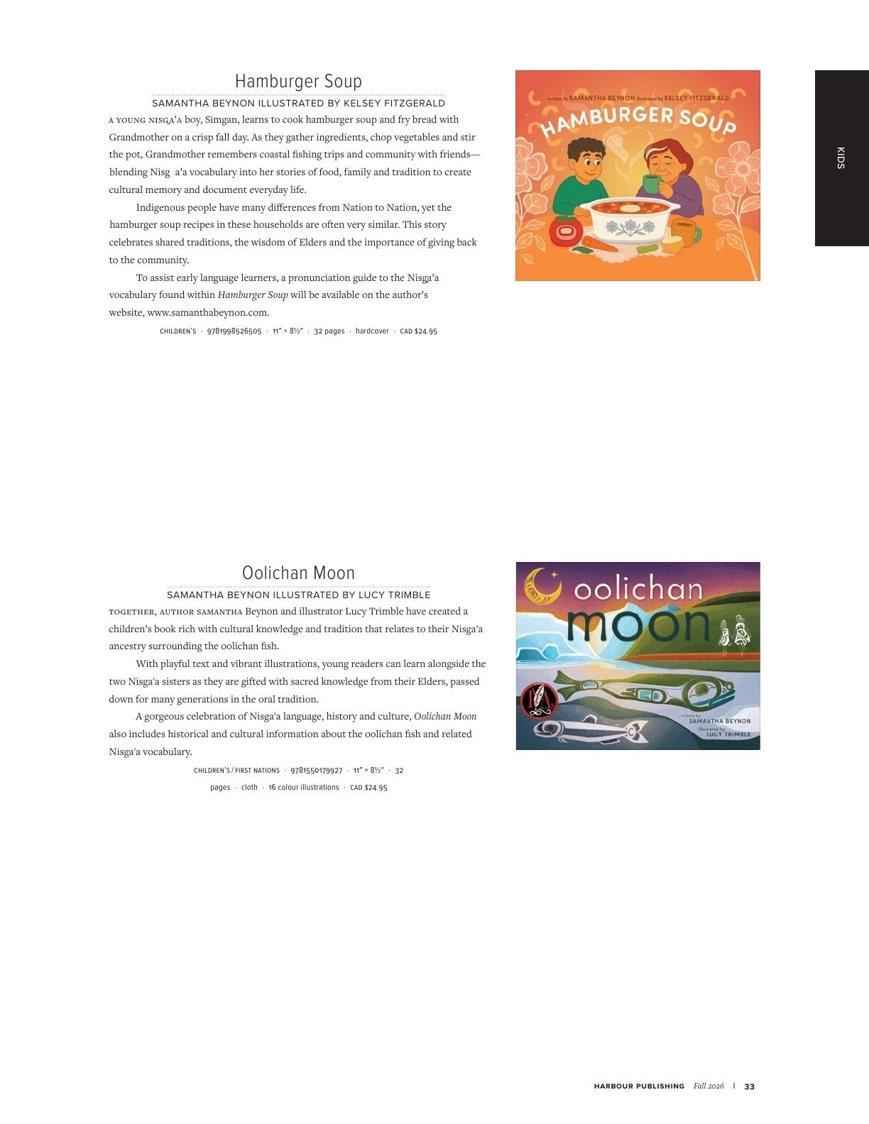 Harbour Publishing Fall 2026 Catalogue Flyer January 1 - December 31, 2026