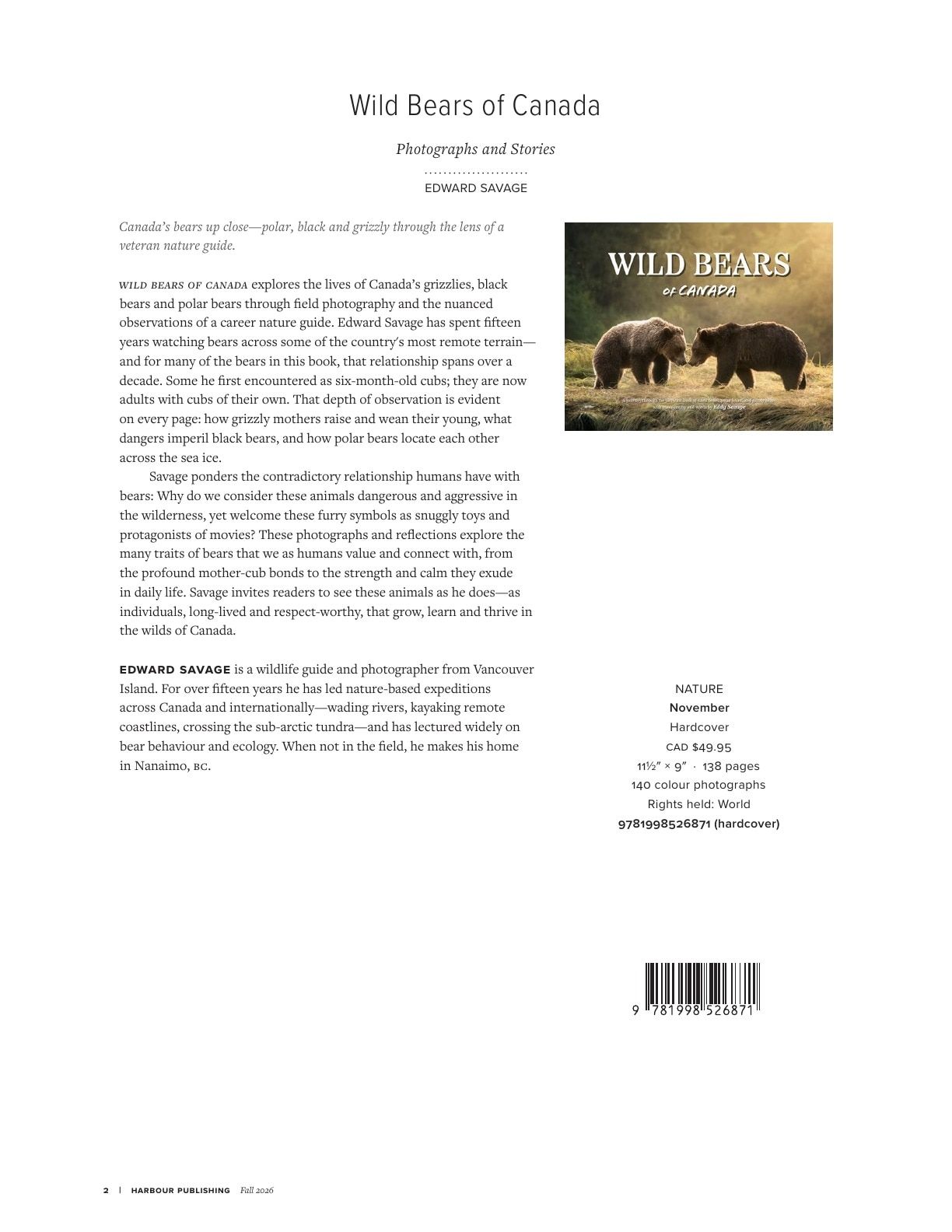Harbour Publishing Fall 2026 Catalogue Flyer January 1 - December 31, 2026