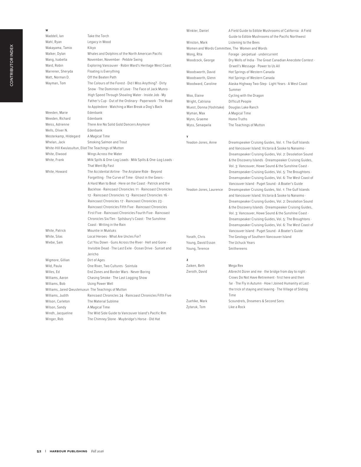 Harbour Publishing Fall 2026 Catalogue Flyer January 1 - December 31, 2026