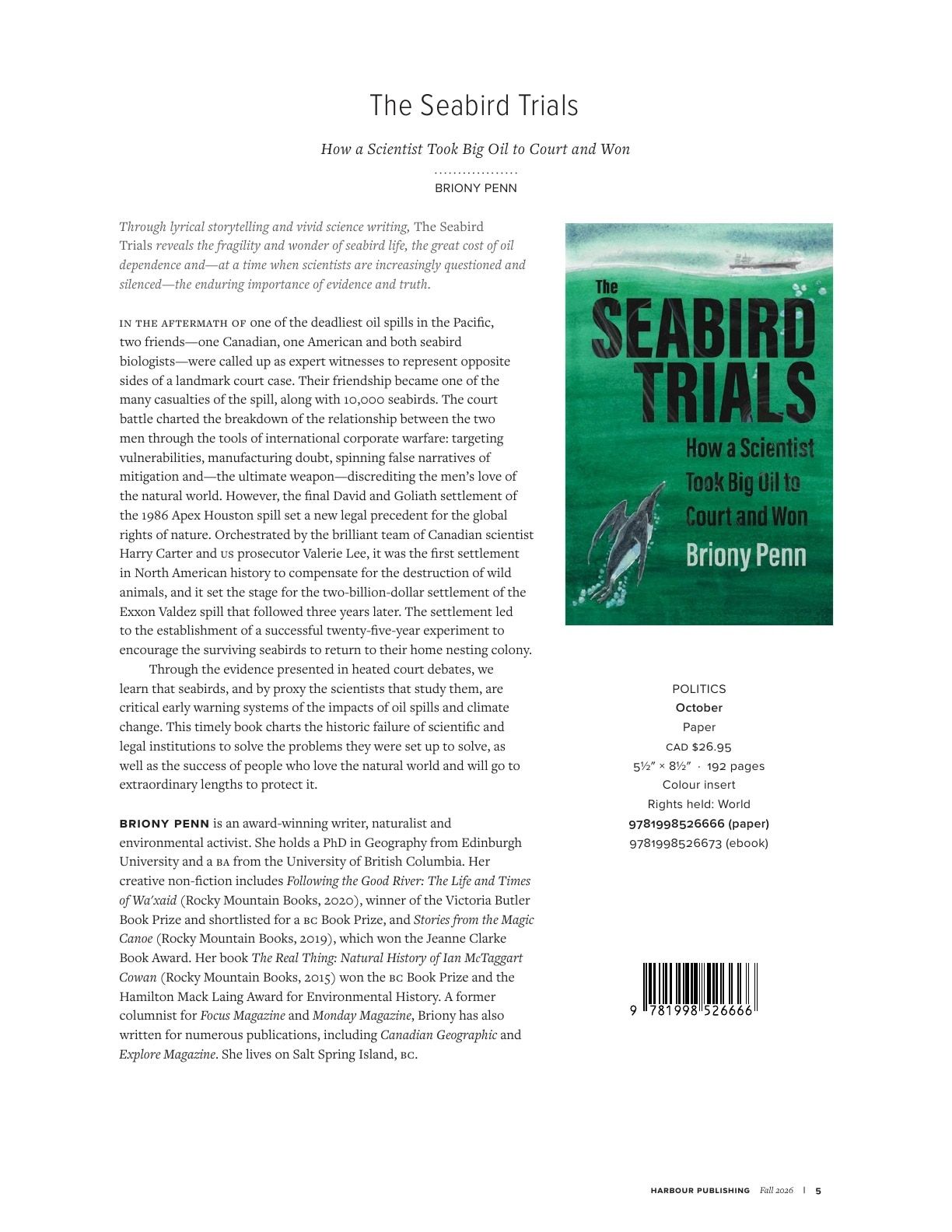 Harbour Publishing Fall 2026 Catalogue Flyer January 1 - December 31, 2026