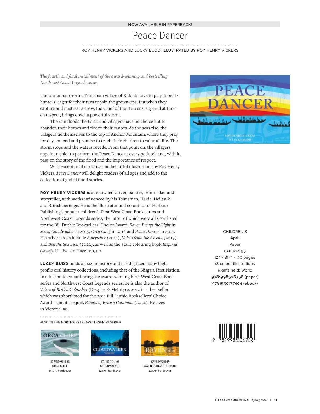 Harbour Publishing Spring 2026 Catalogue Flyer January 1 - December 31, 2026