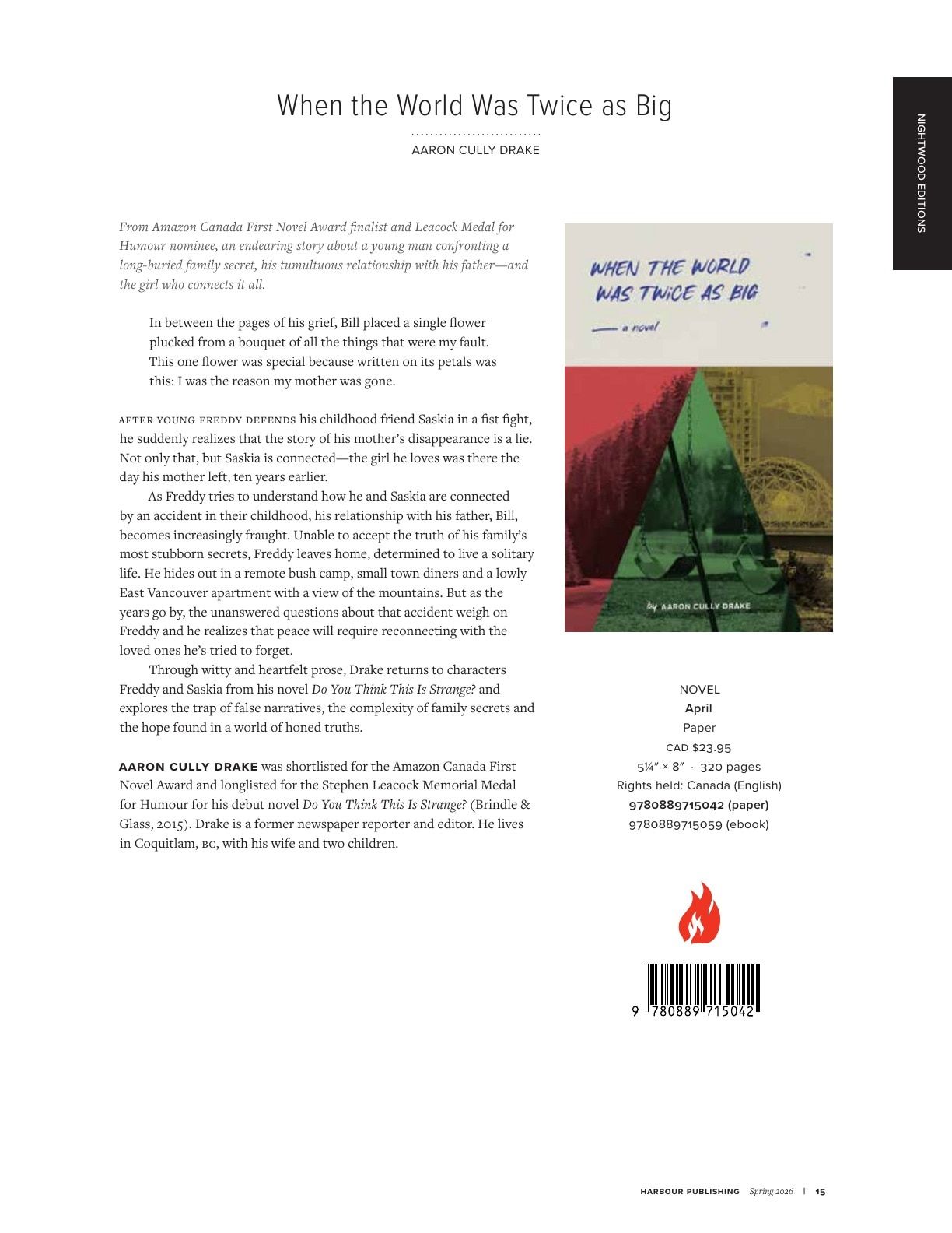 Harbour Publishing Spring 2026 Catalogue Flyer January 1 - December 31, 2026
