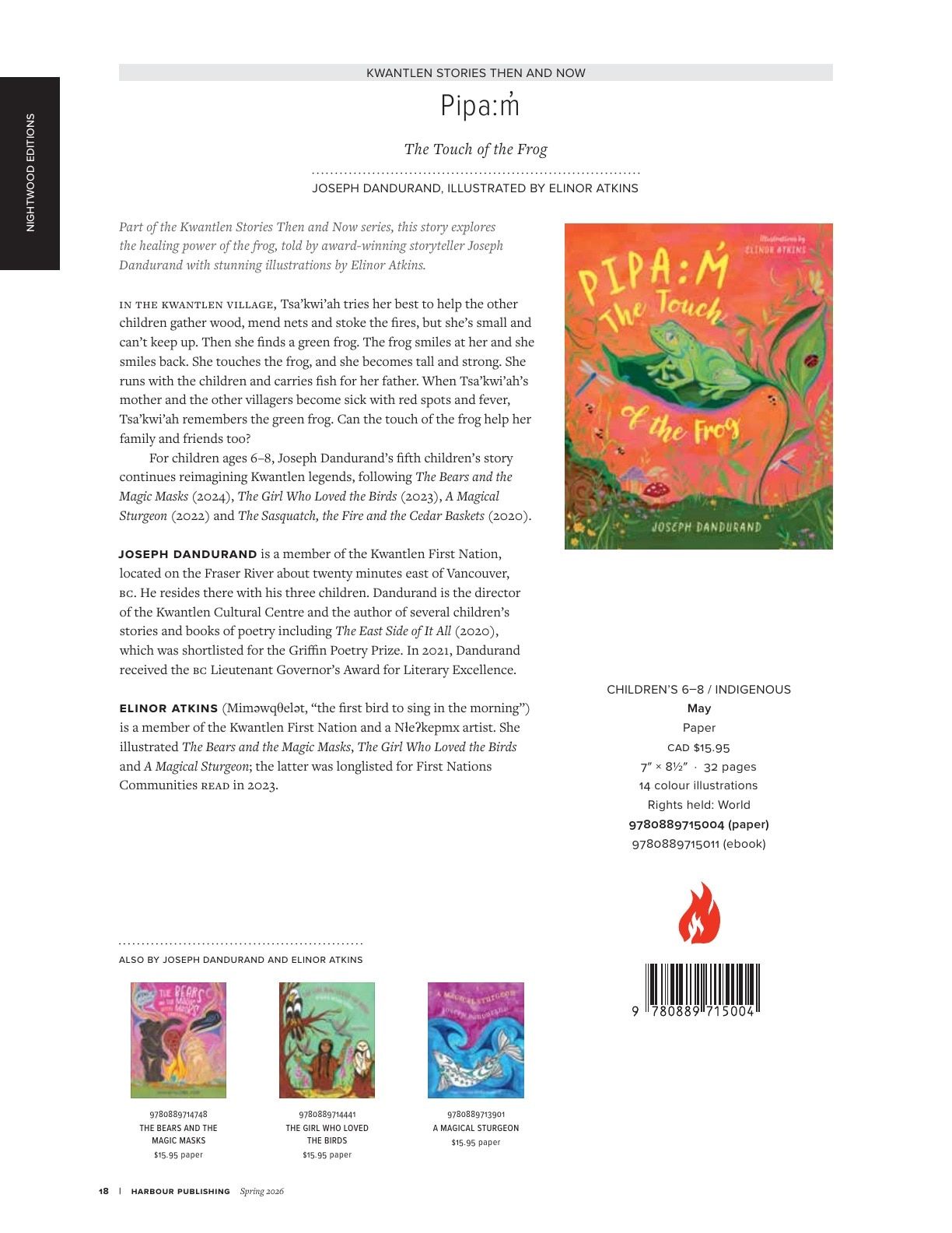 Harbour Publishing Spring 2026 Catalogue Flyer January 1 - December 31, 2026