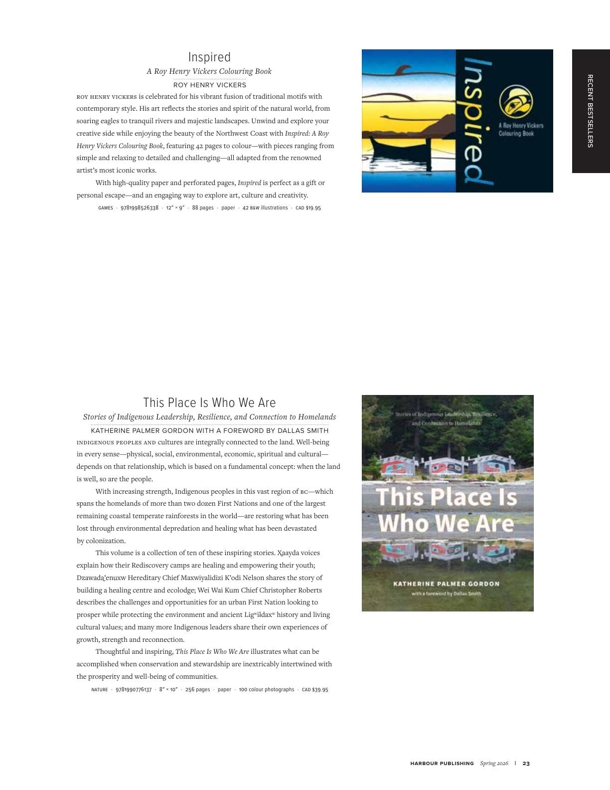 Harbour Publishing Spring 2026 Catalogue Flyer January 1 - December 31, 2026