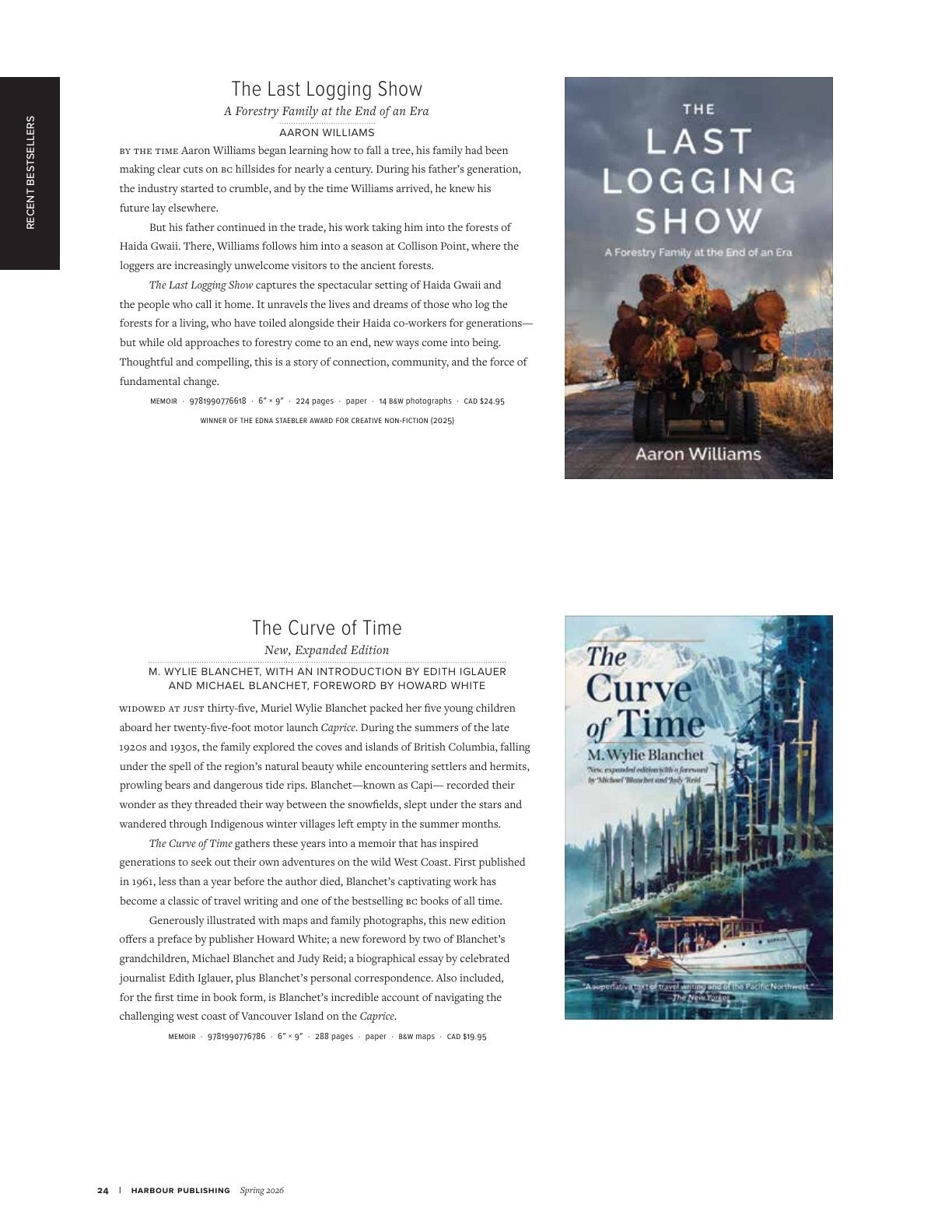 Harbour Publishing Spring 2026 Catalogue Flyer January 1 - December 31, 2026