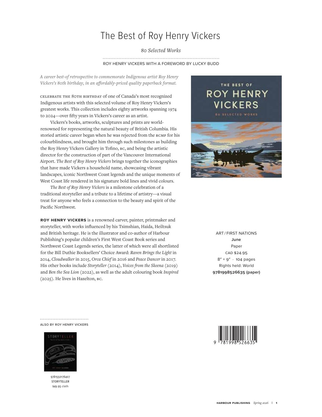 Harbour Publishing Spring 2026 Catalogue Flyer January 1 - December 31, 2026