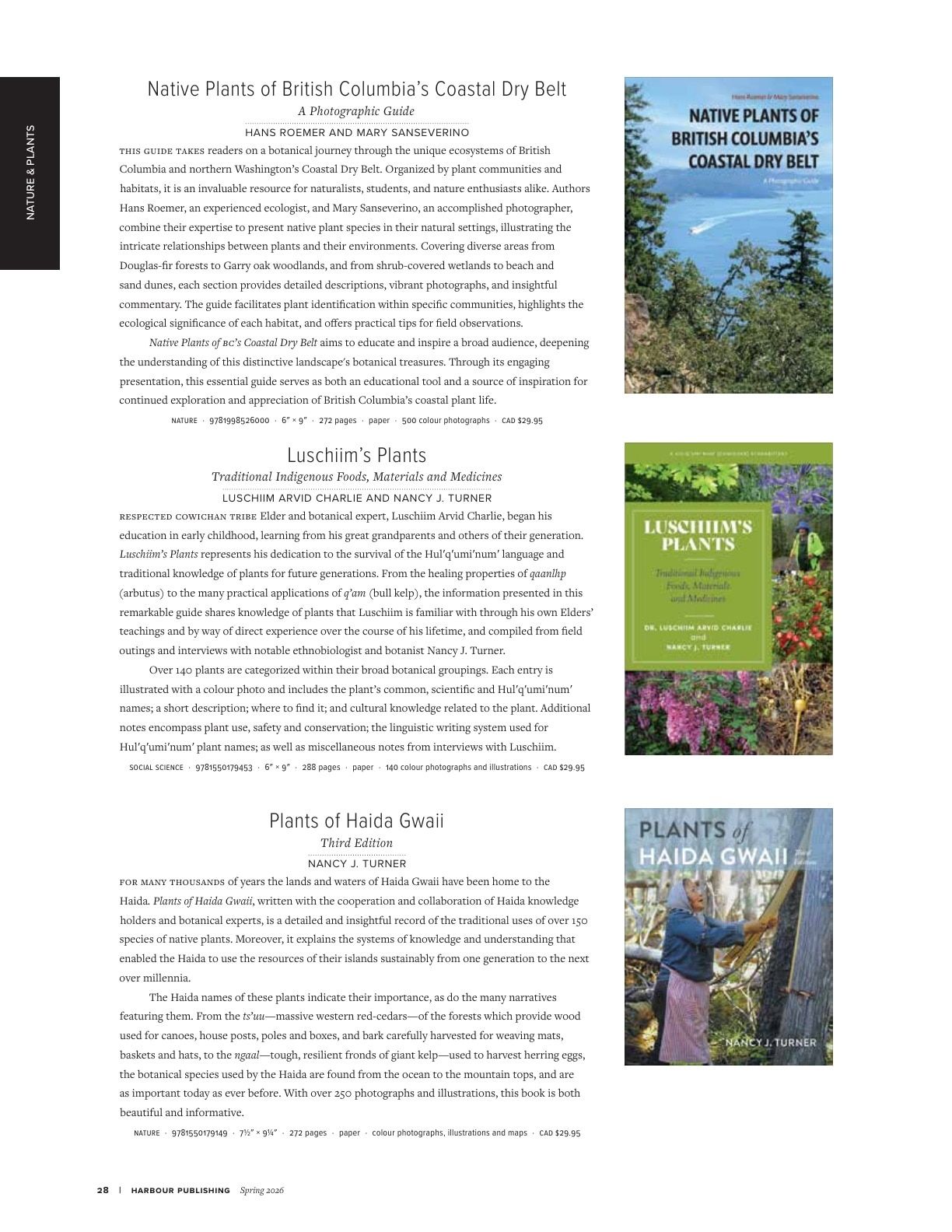Harbour Publishing Spring 2026 Catalogue Flyer January 1 - December 31, 2026