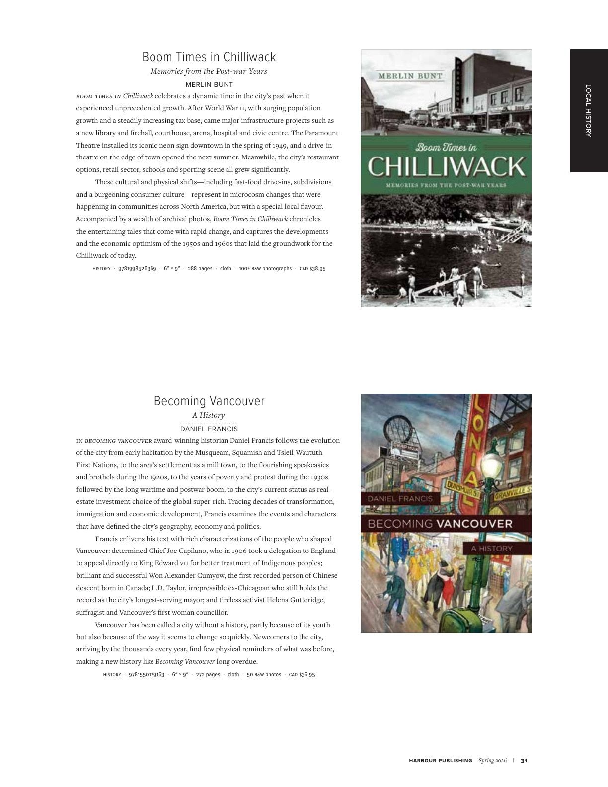 Harbour Publishing Spring 2026 Catalogue Flyer January 1 - December 31, 2026
