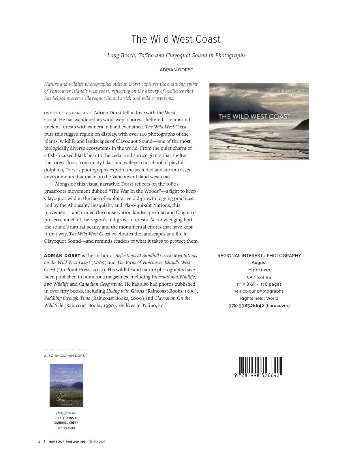 Harbour Publishing Spring 2026 Catalogue Flyer January 1 - December 31, 2026