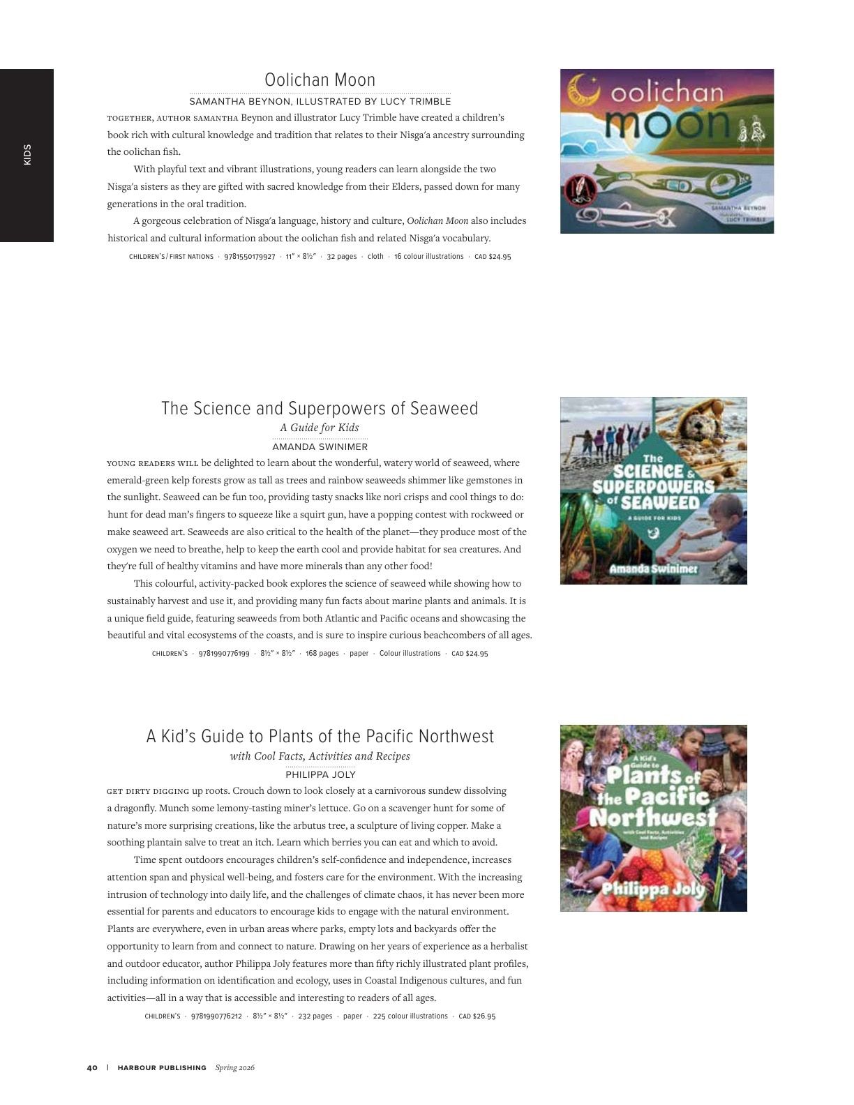 Harbour Publishing Spring 2026 Catalogue Flyer January 1 - December 31, 2026
