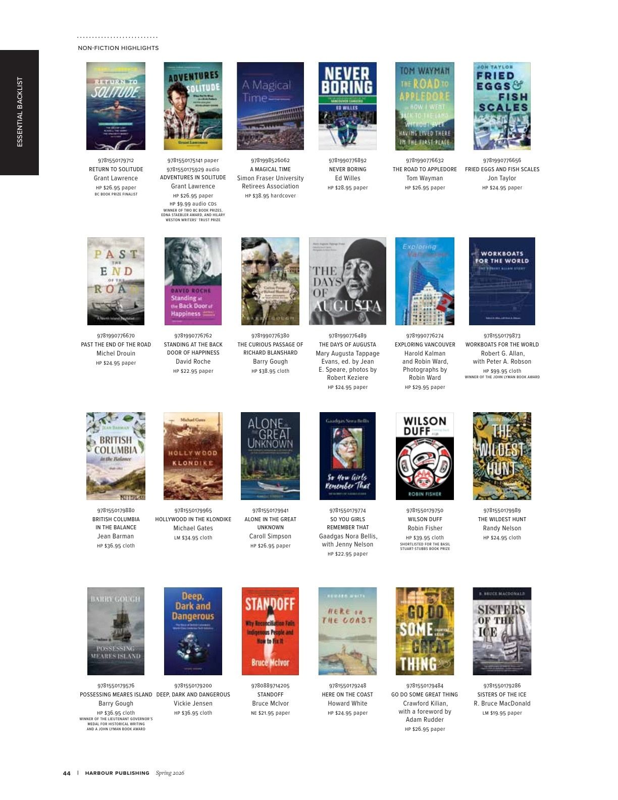 Harbour Publishing Spring 2026 Catalogue Flyer January 1 - December 31, 2026